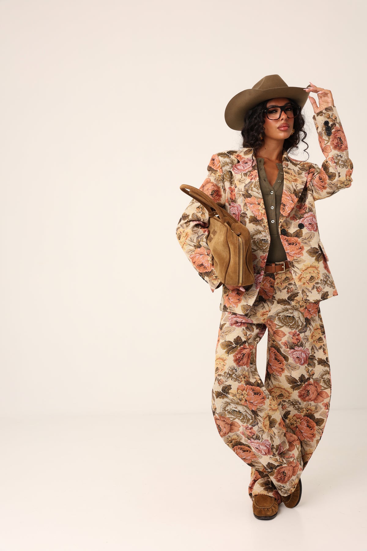 PANTALONI FIORATI ABISKO BEIGE BY LUMINA