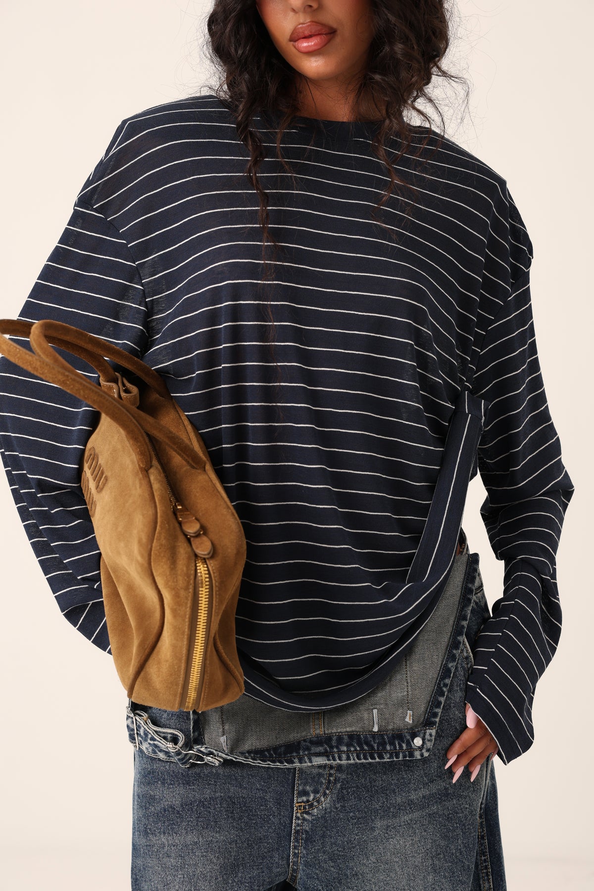 MAGLIA RIGHE JOIA NAVY 100% COTONE