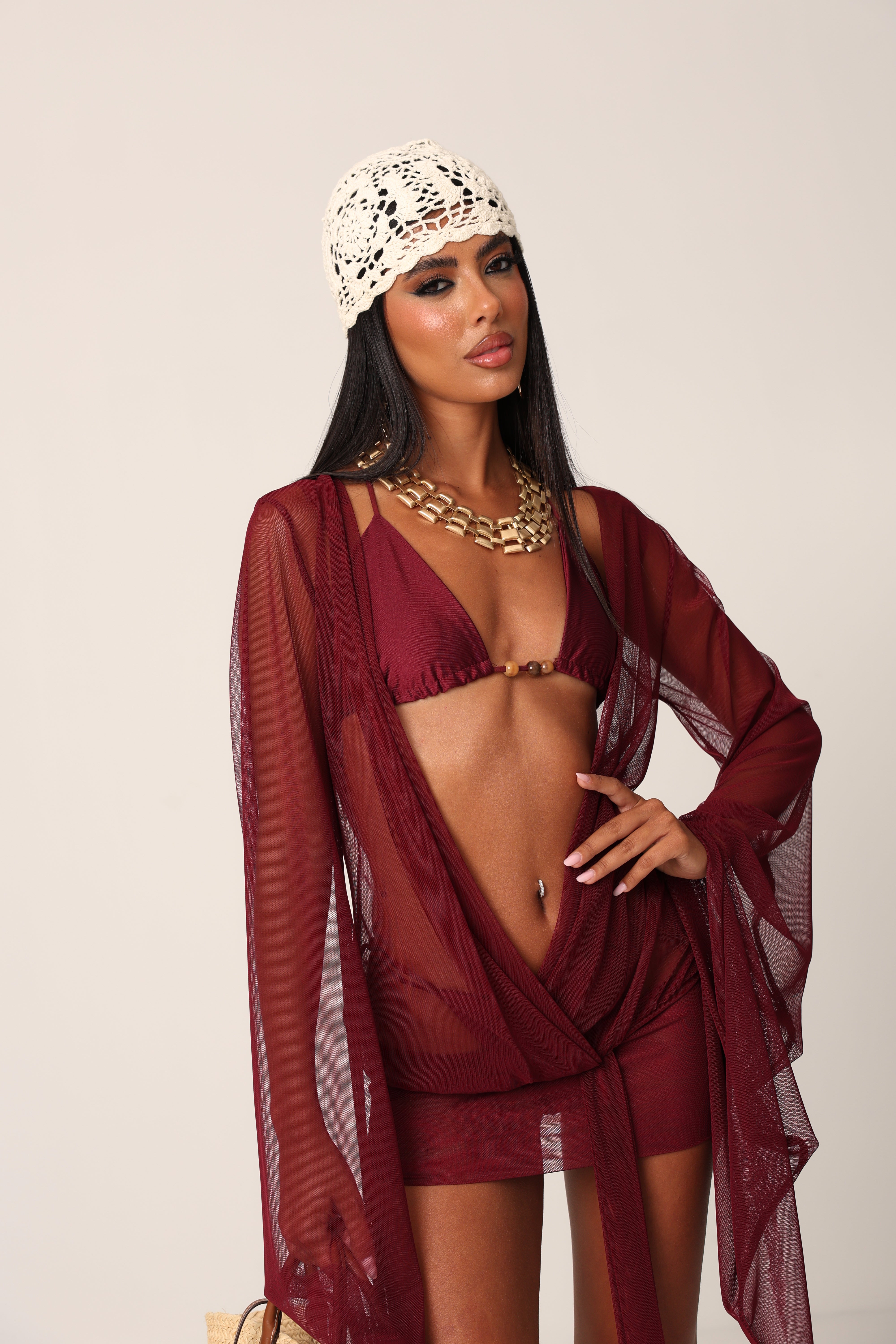 BIKINI ROXENNE + COPRICOSTUME VELATO BORDEAUX