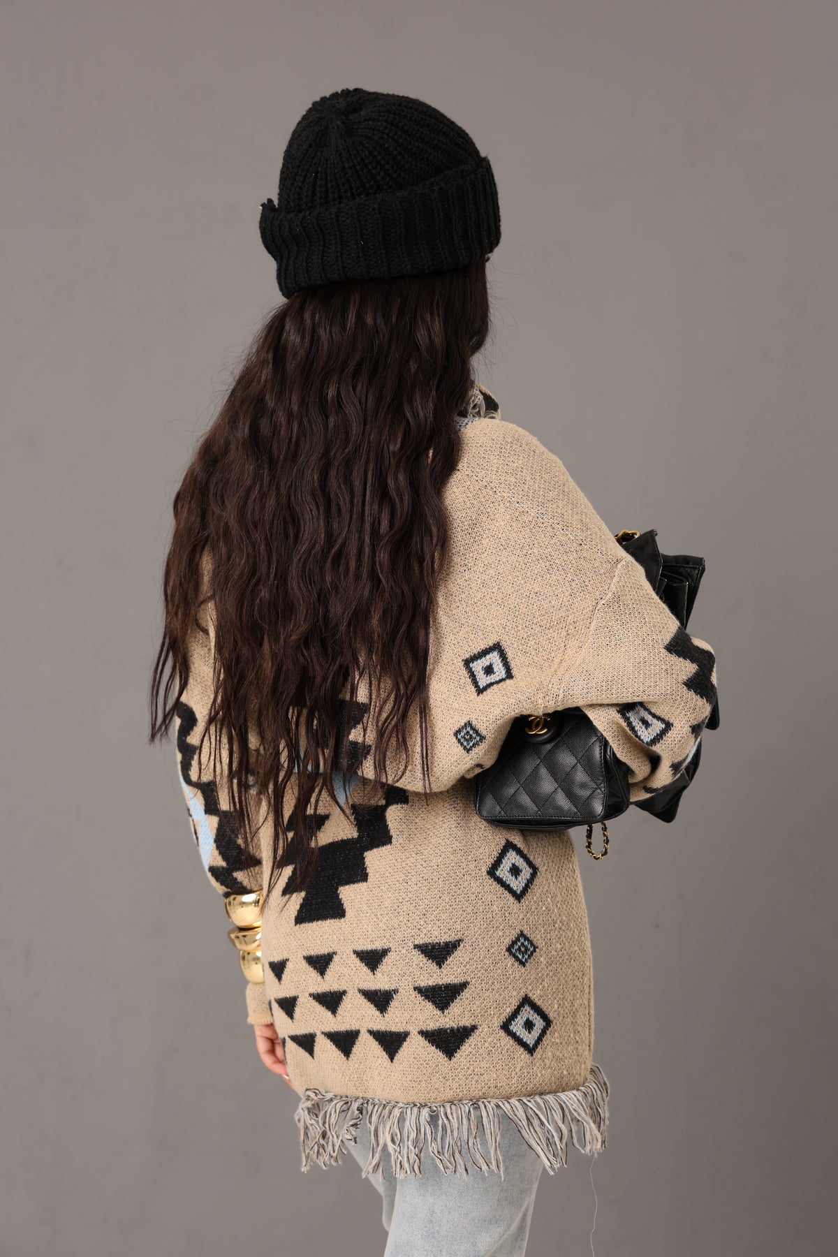 CARDIGAN FRANGE AZTECO BEIGE