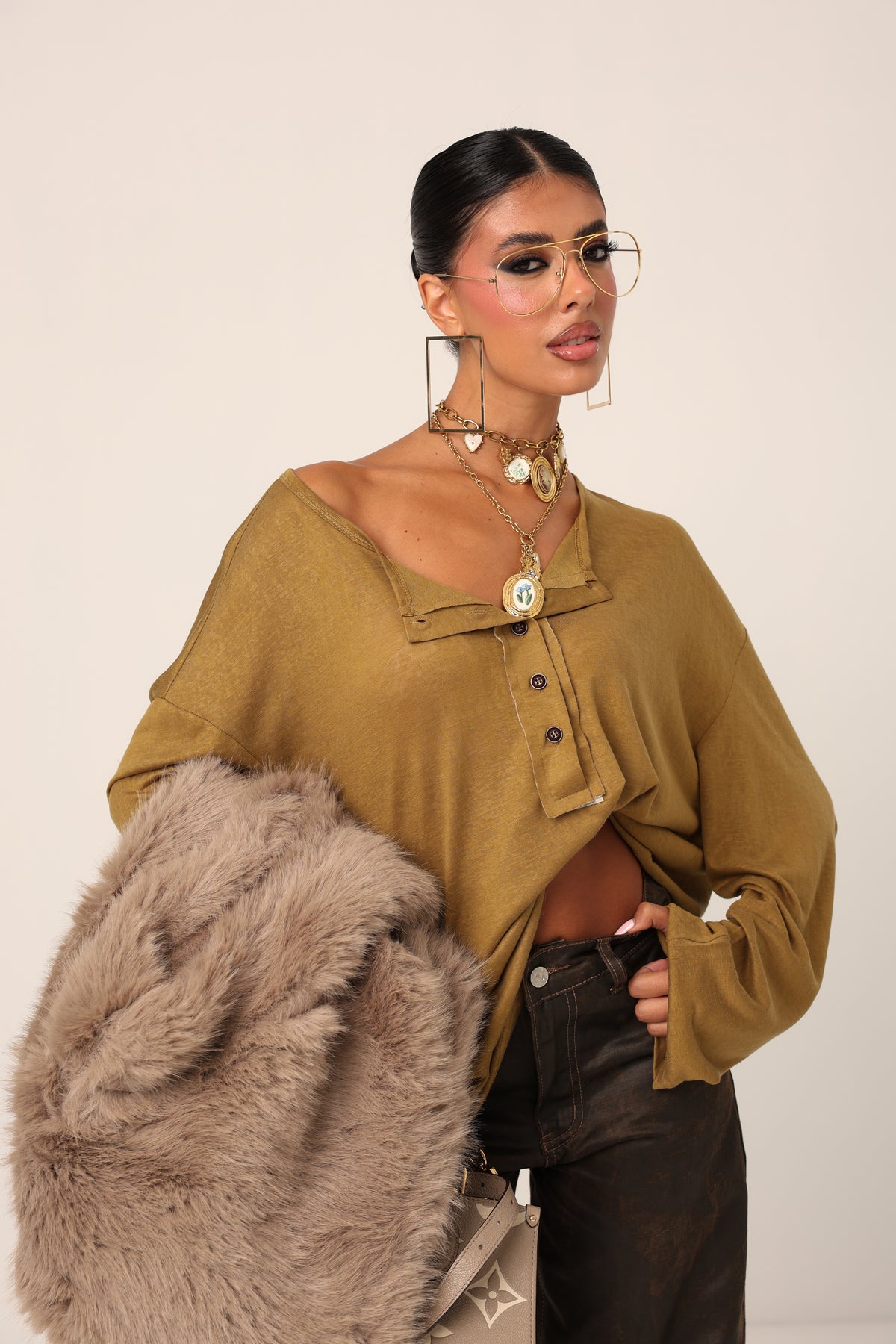 MAGLIETTINA BOTTONCINI MERY KHAKI