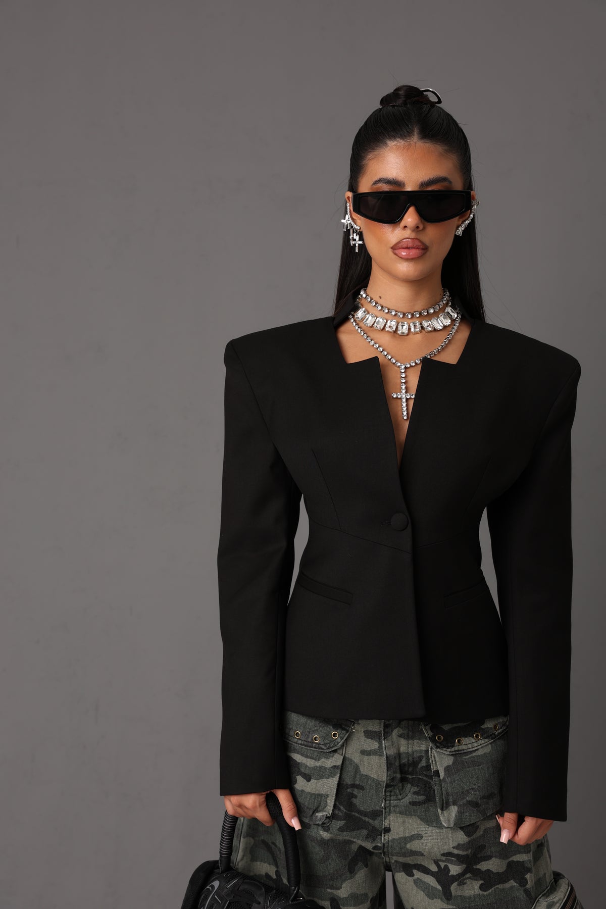 GIACCA SCOLLO QUADRATO LOTTY NERA BY MARZIA MANGO