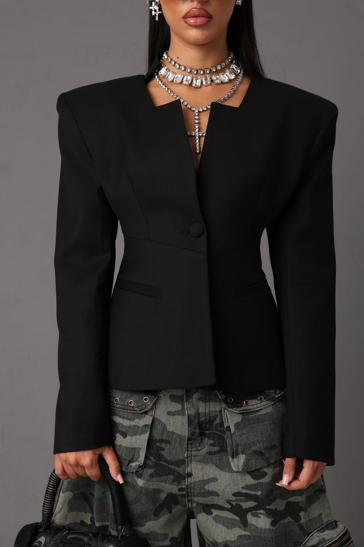 GIACCA SCOLLO QUADRATO LOTTY NERA BY MARZIA MANGO