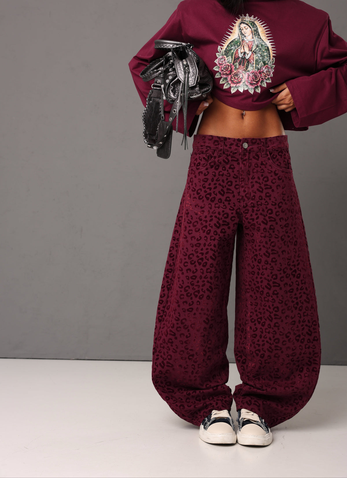 JEANS LEOPARDATO ANDROMEDA BORDEAUX