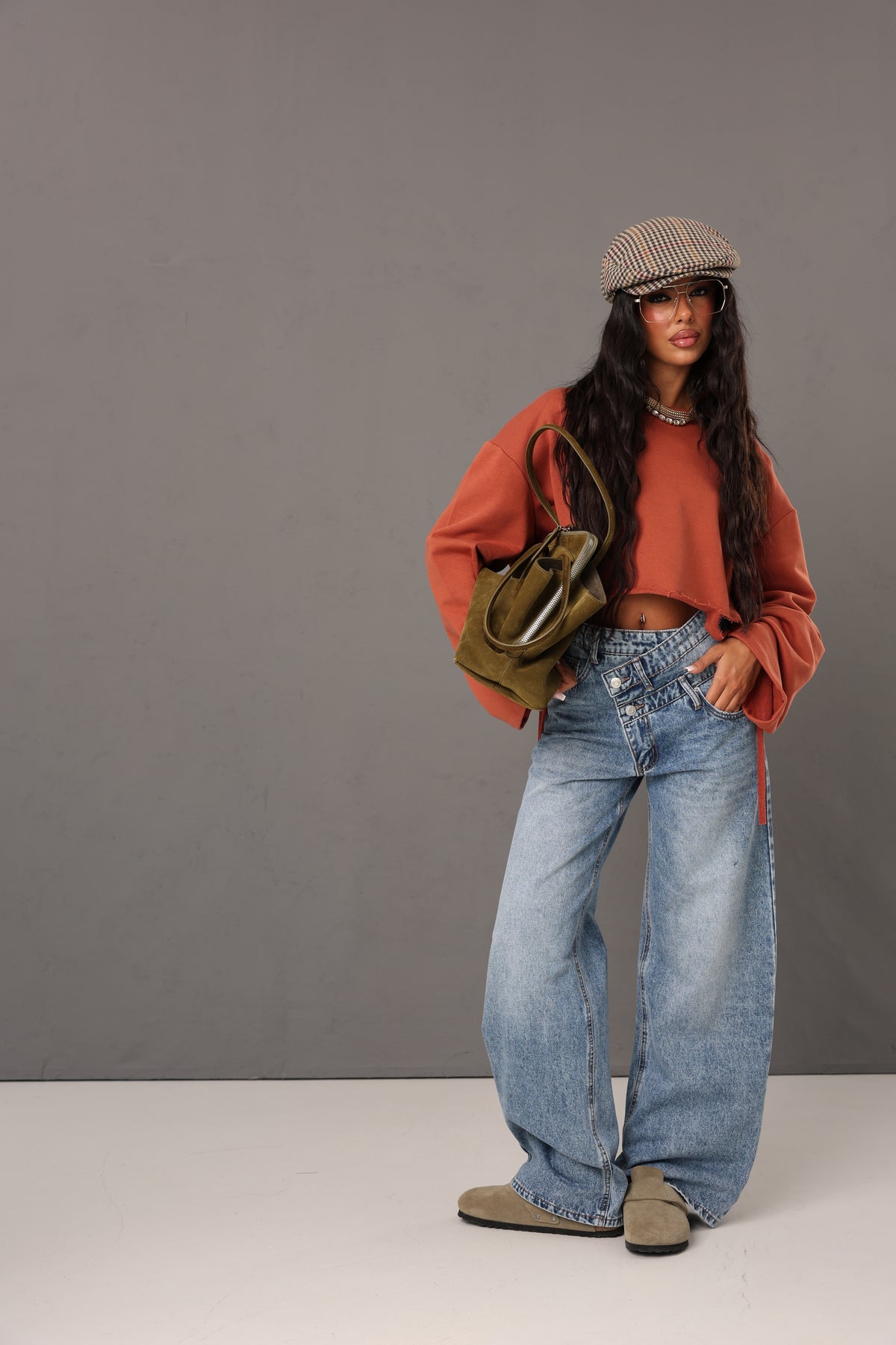 JEANS CHIUSURA TRASVERSALE KUMA DENIM CHIARO