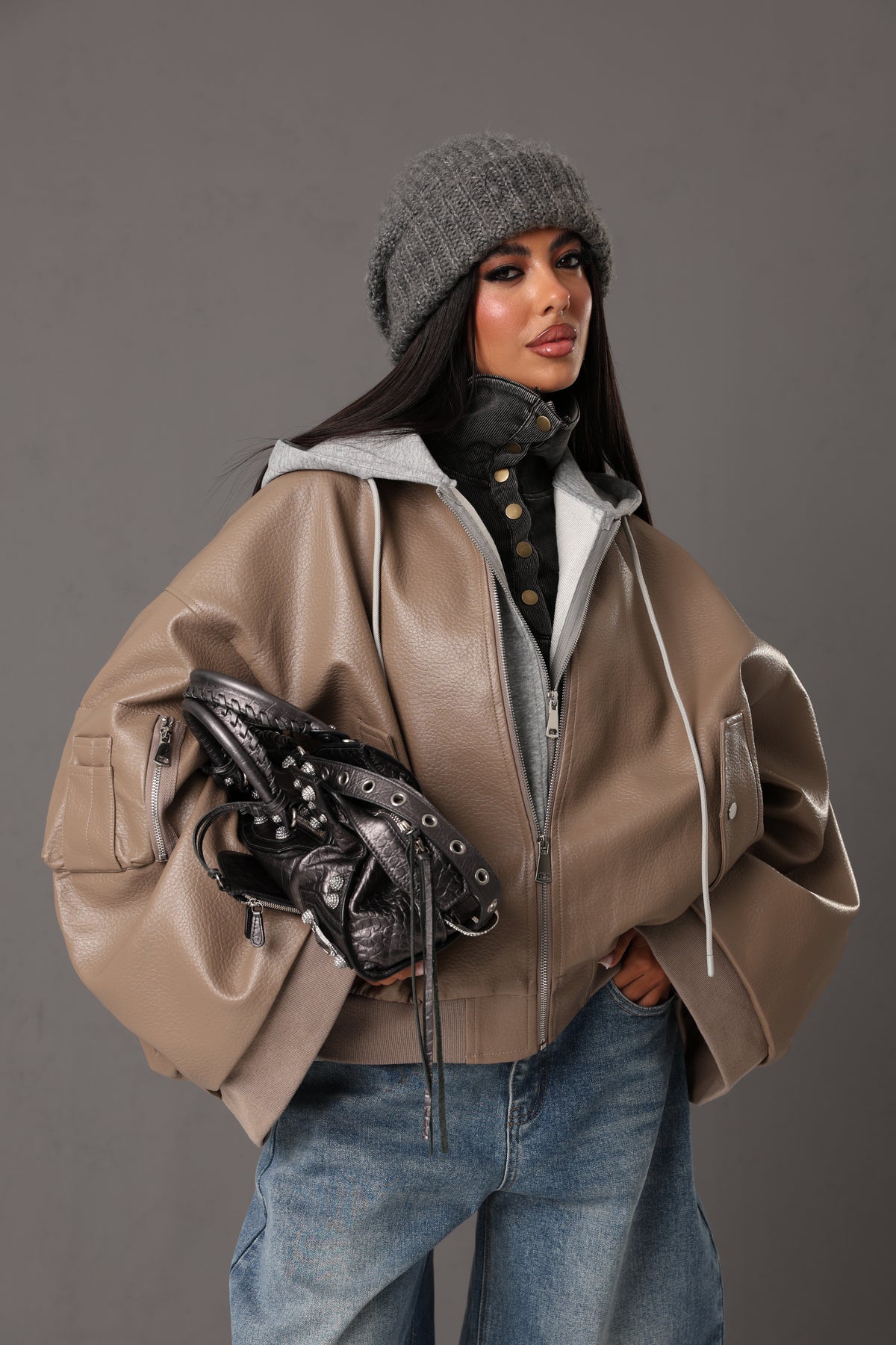 BOMBER ECOPELLE SUSAN BEIGE