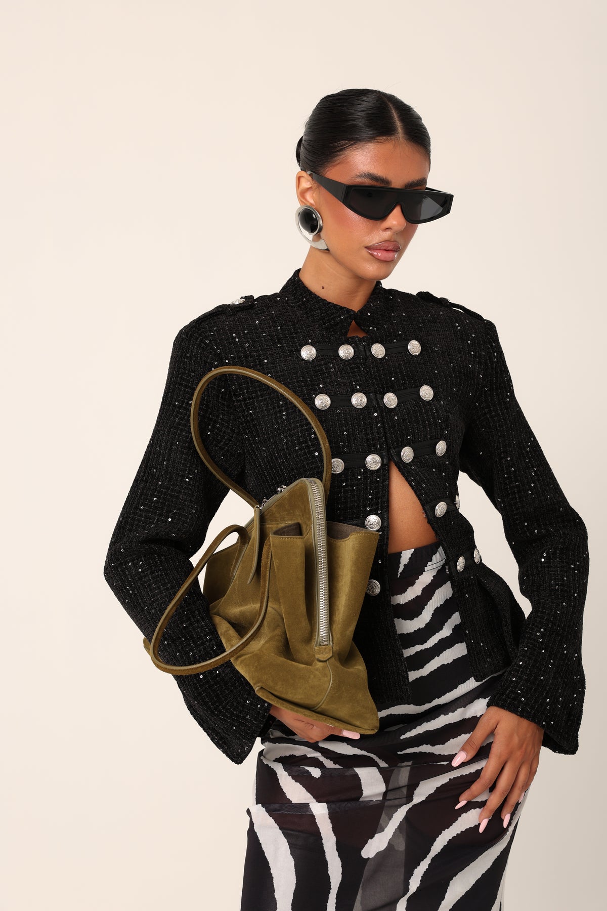 GIACCA TWEED VELLUTO AZURENE NERA
