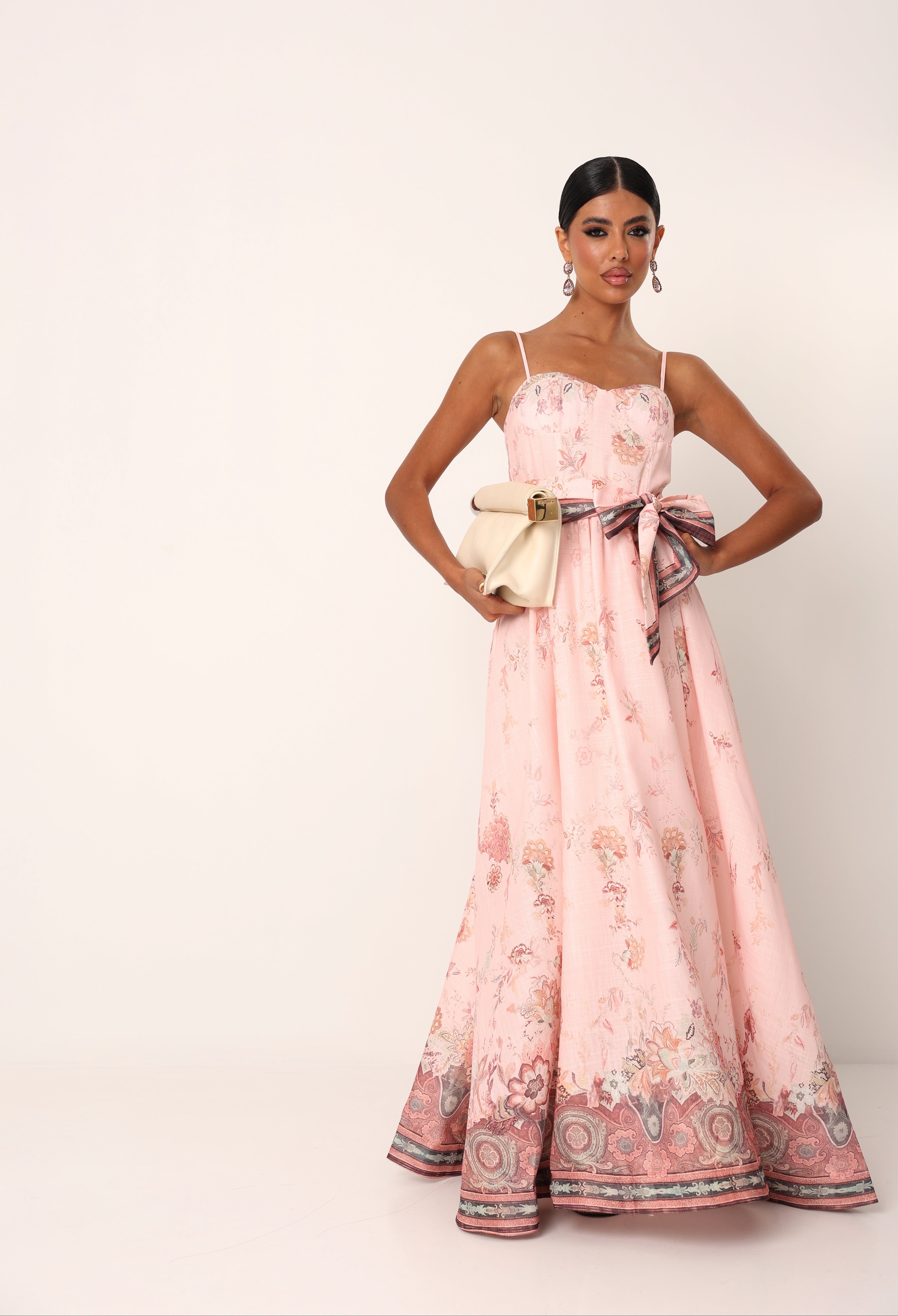 VESTITO FIORATO DOLLY ROSA + CINTURA