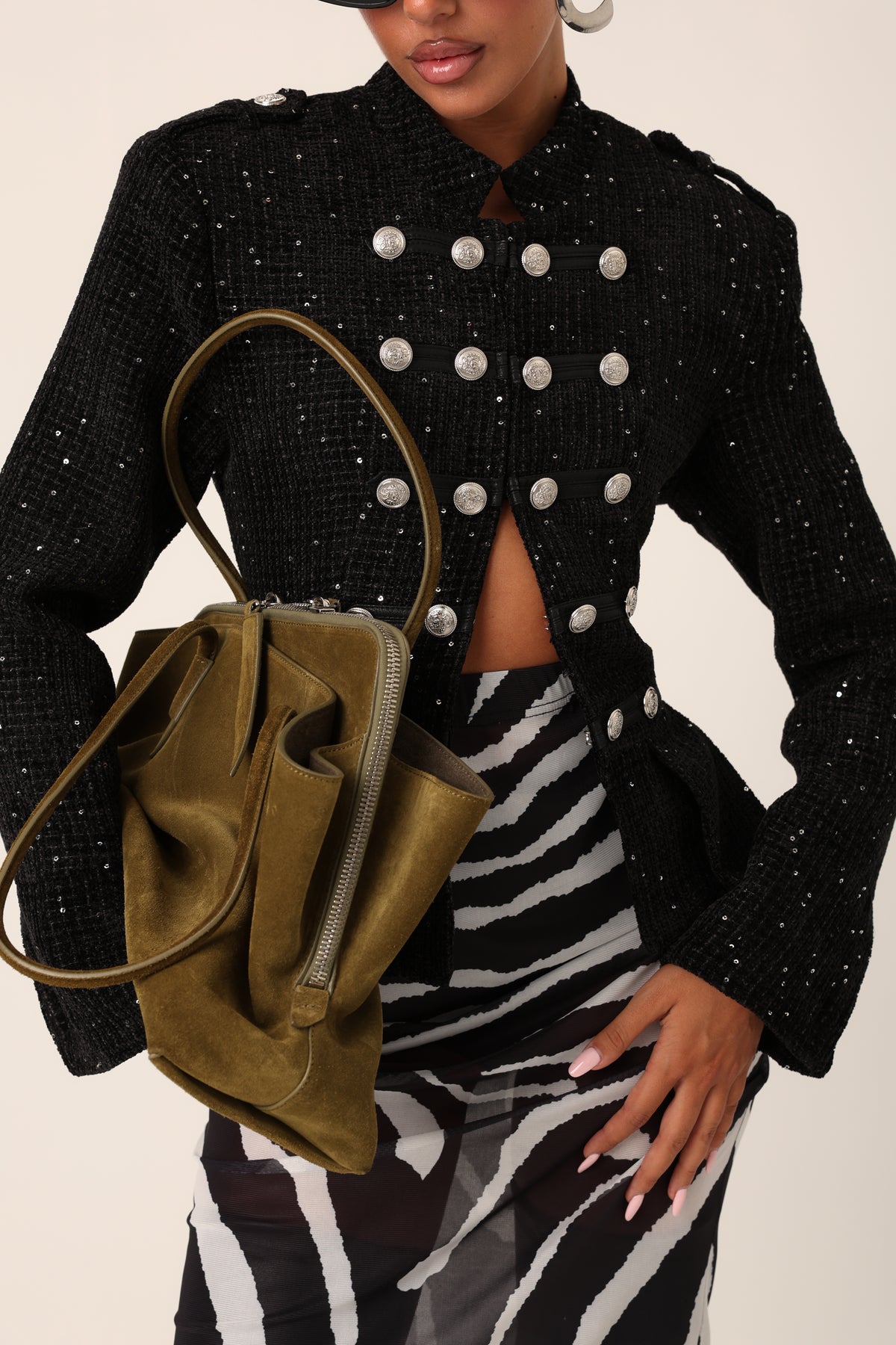 GIACCA TWEED VELLUTO AZURENE NERA