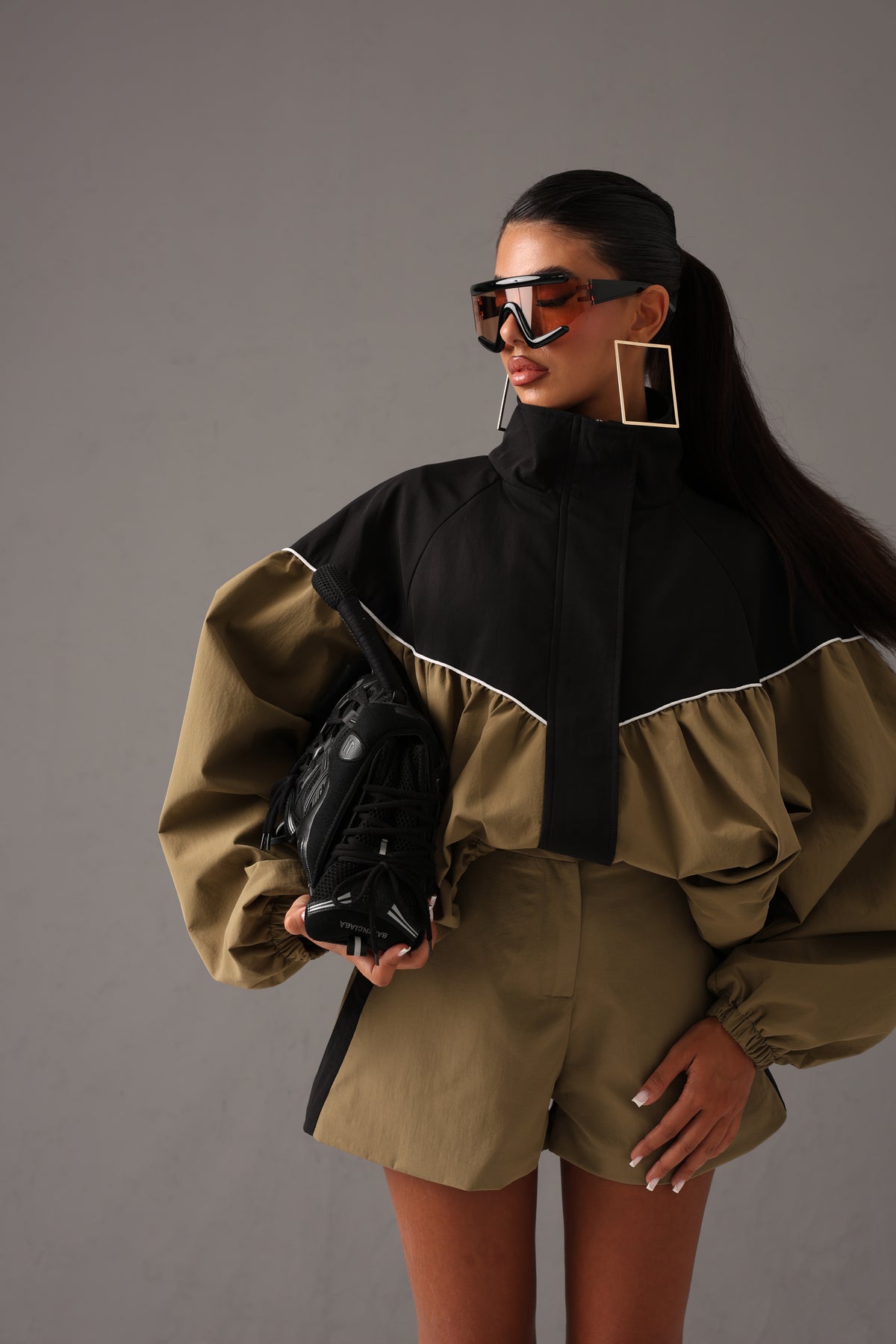 BOMBER DOUBLE COLOR DAYANE VERDE MILITARE/ NERO