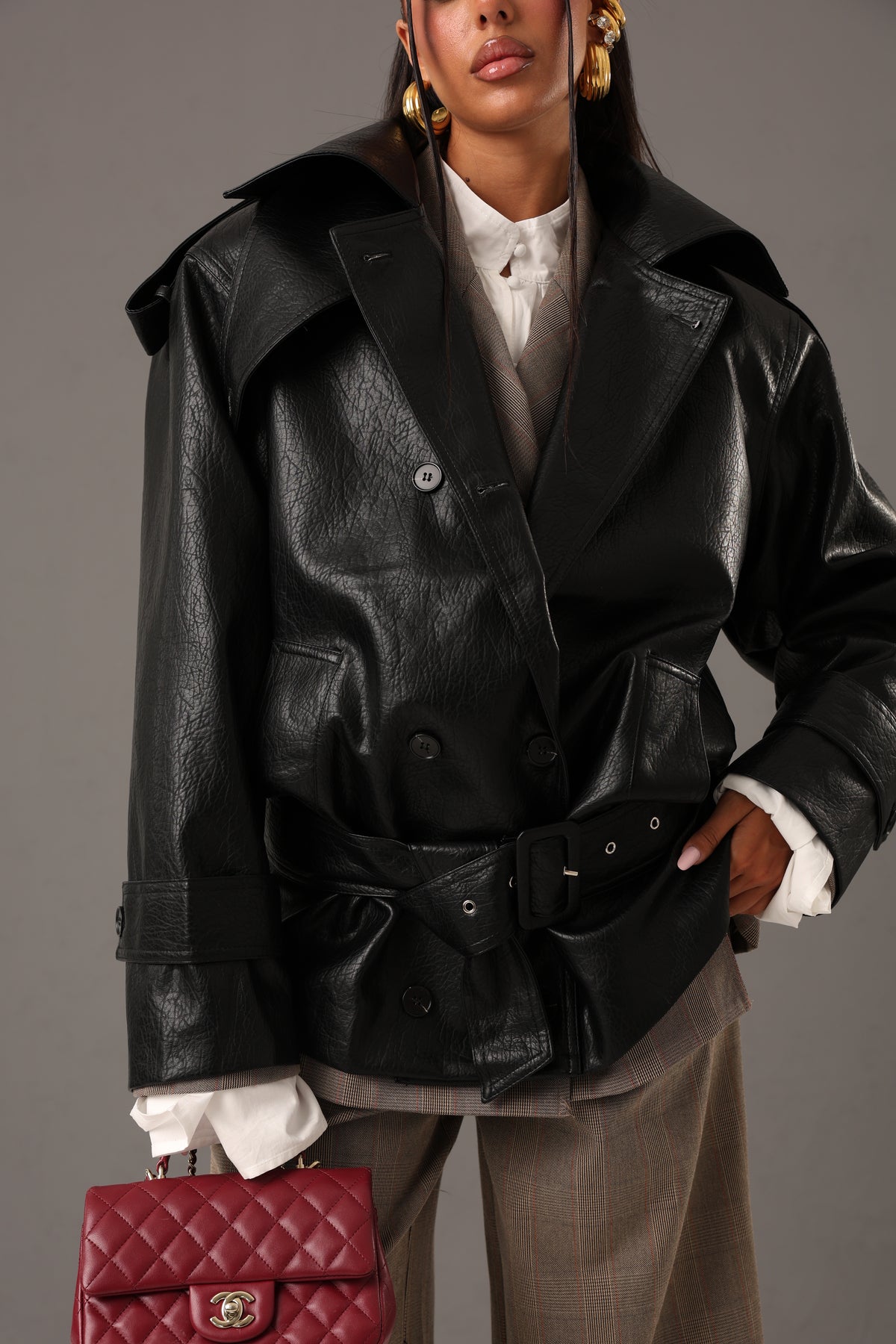 CHIODO ECOPELLE SLOAN NERO + CINTURA