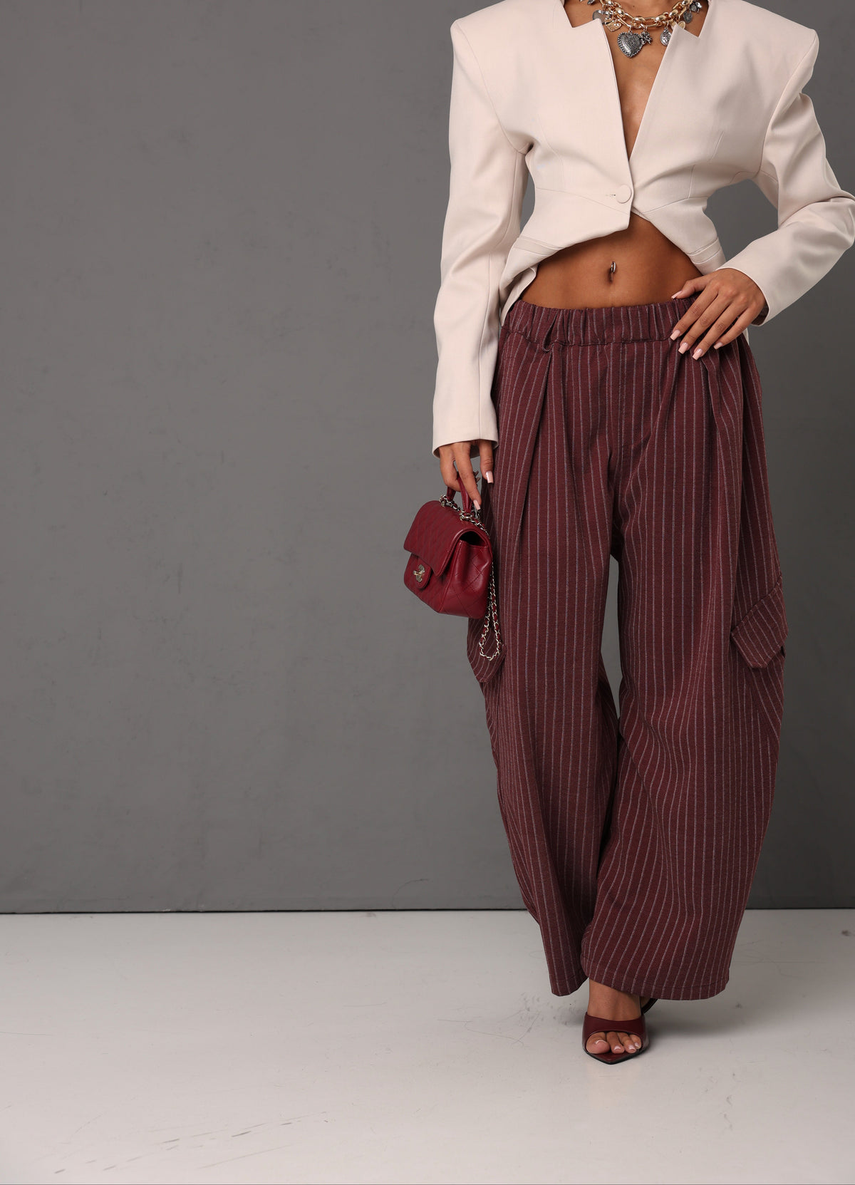 PANTALONI CARGO GESSATO JENNIE BORDEAUX