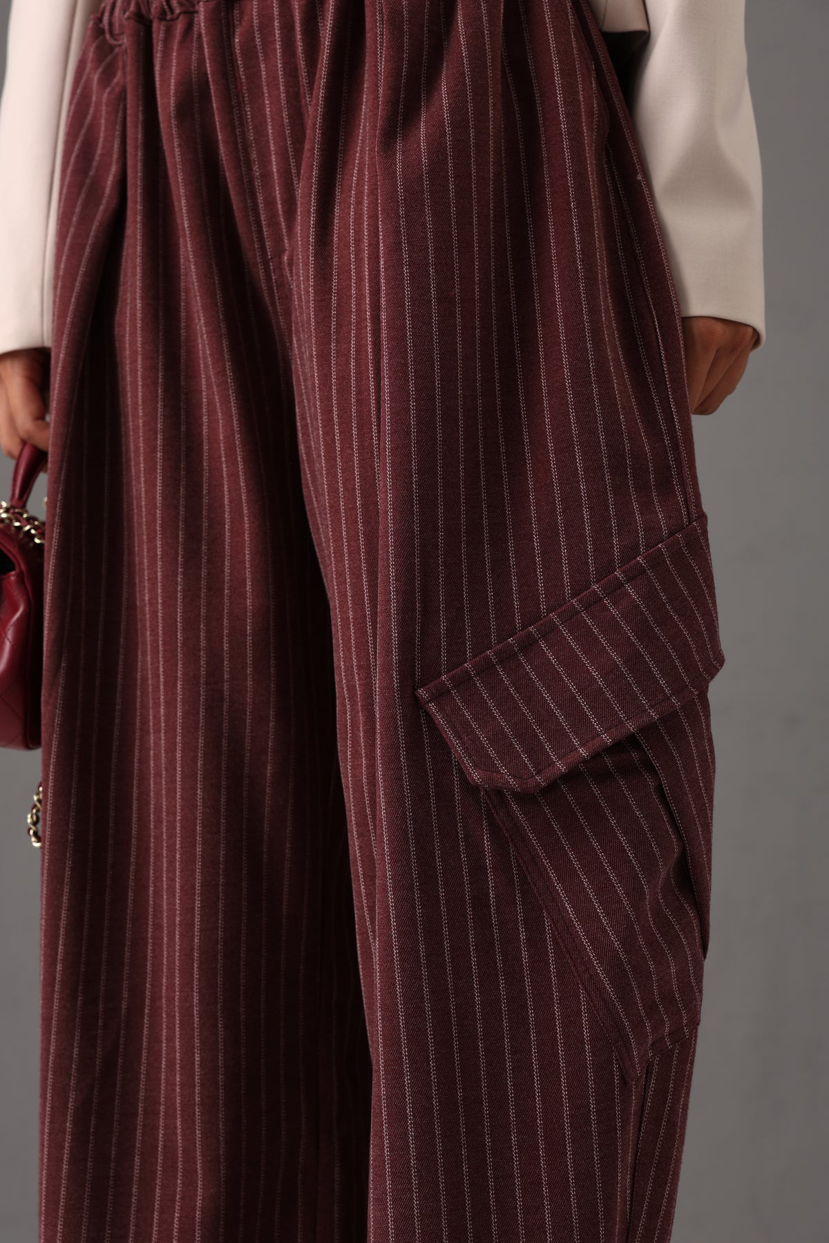 PANTALONI CARGO GESSATO JENNIE BORDEAUX