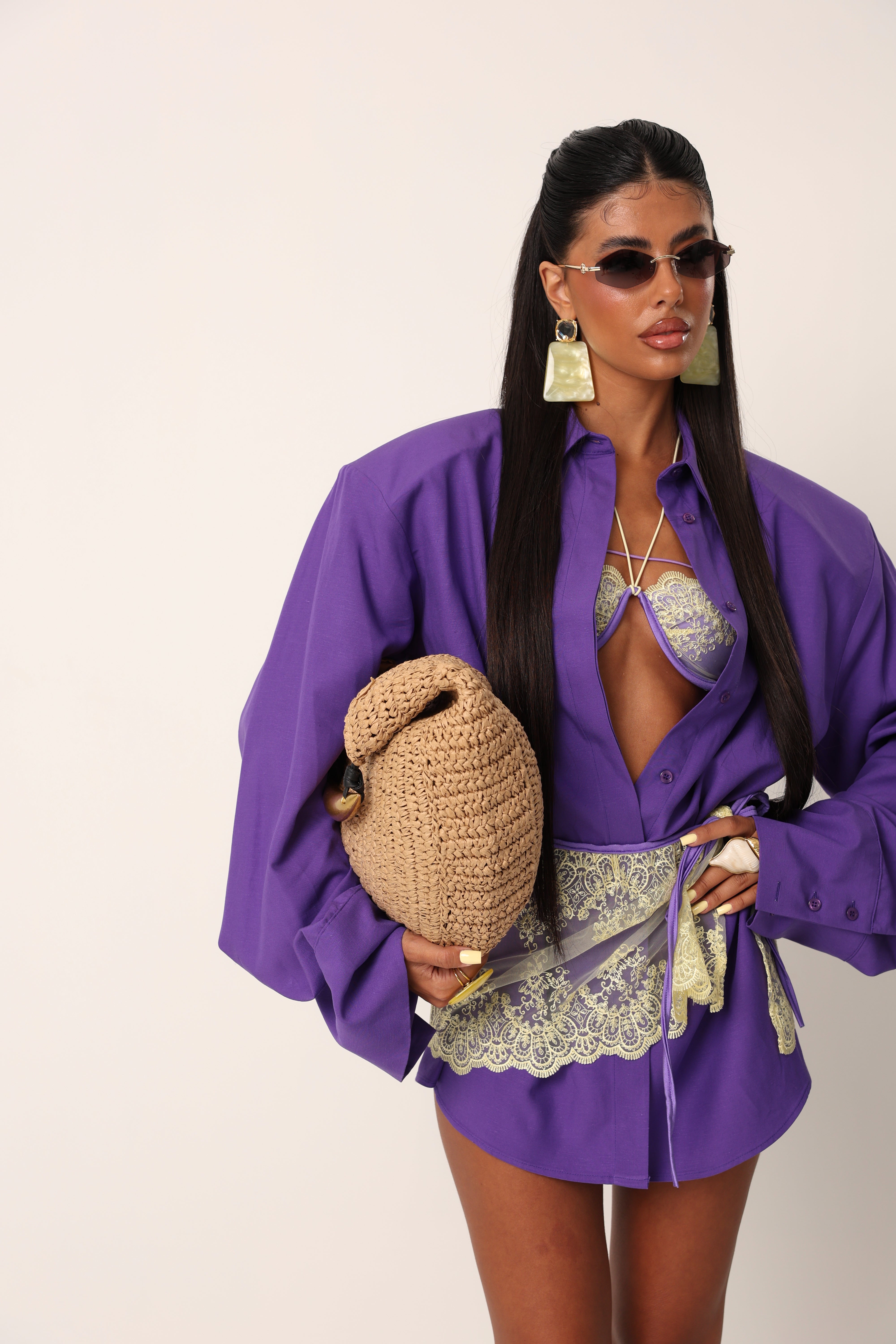 BIKINI PIZZO MANDY VIOLA/GIALLO + PAREO