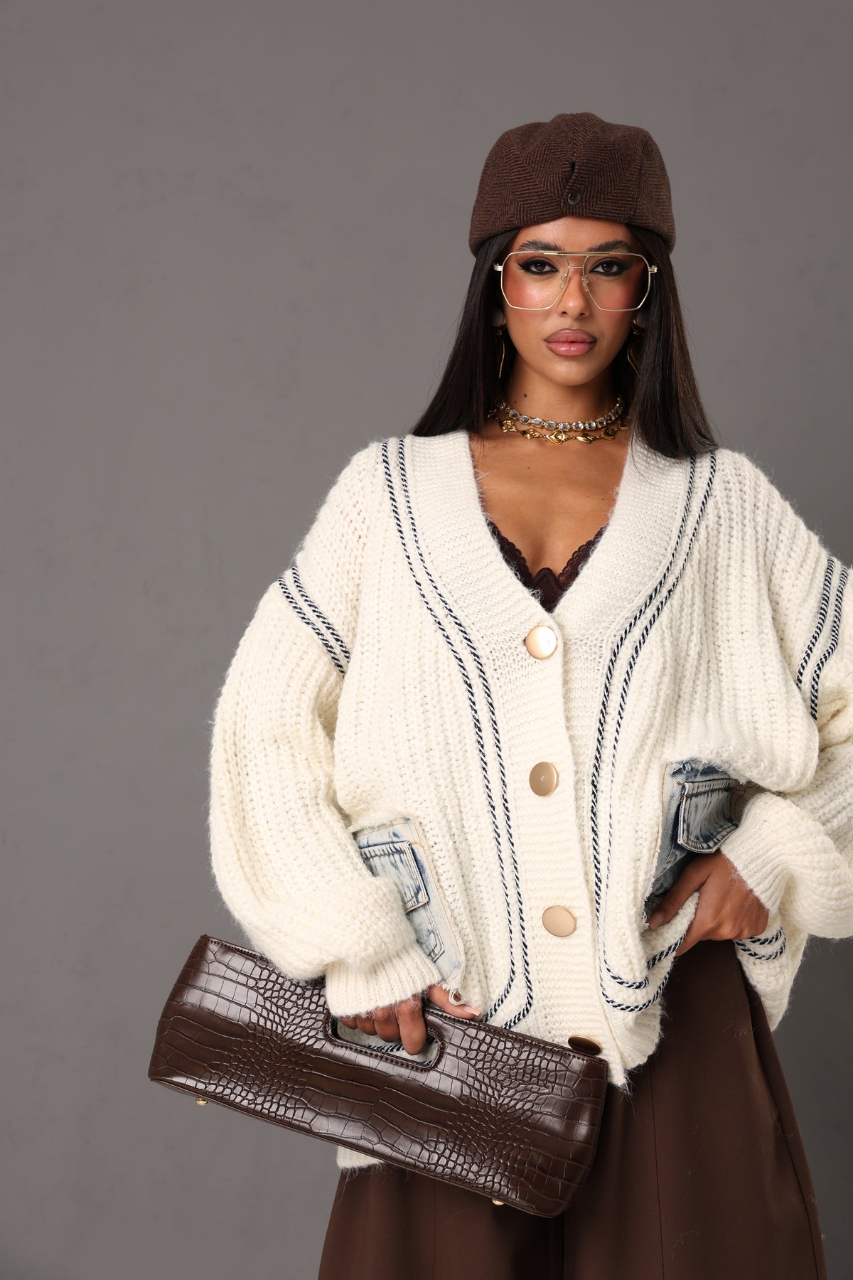 CARDIGAN TASCHE SHAREN BIANCO
