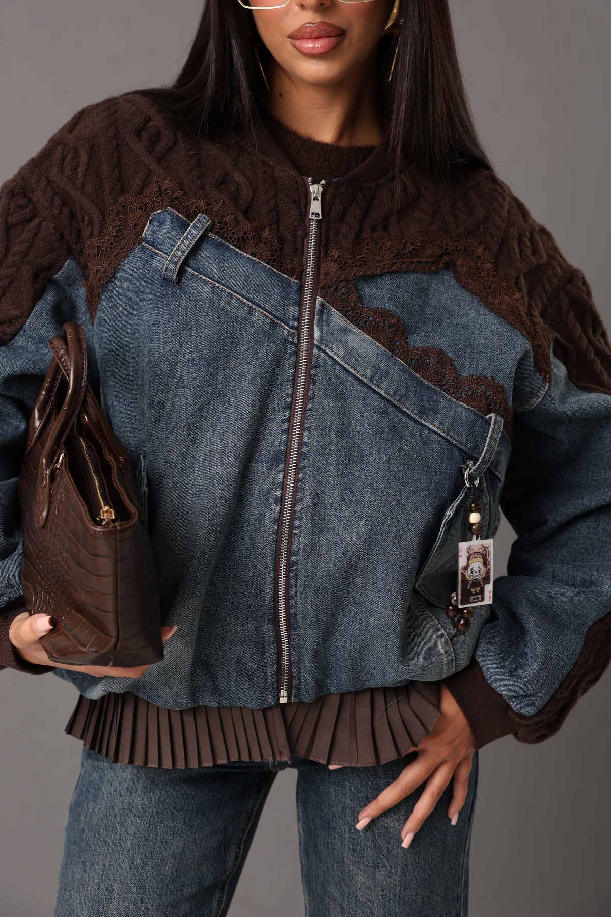 GIUBBINO LABUBU MARRONE/DENIM