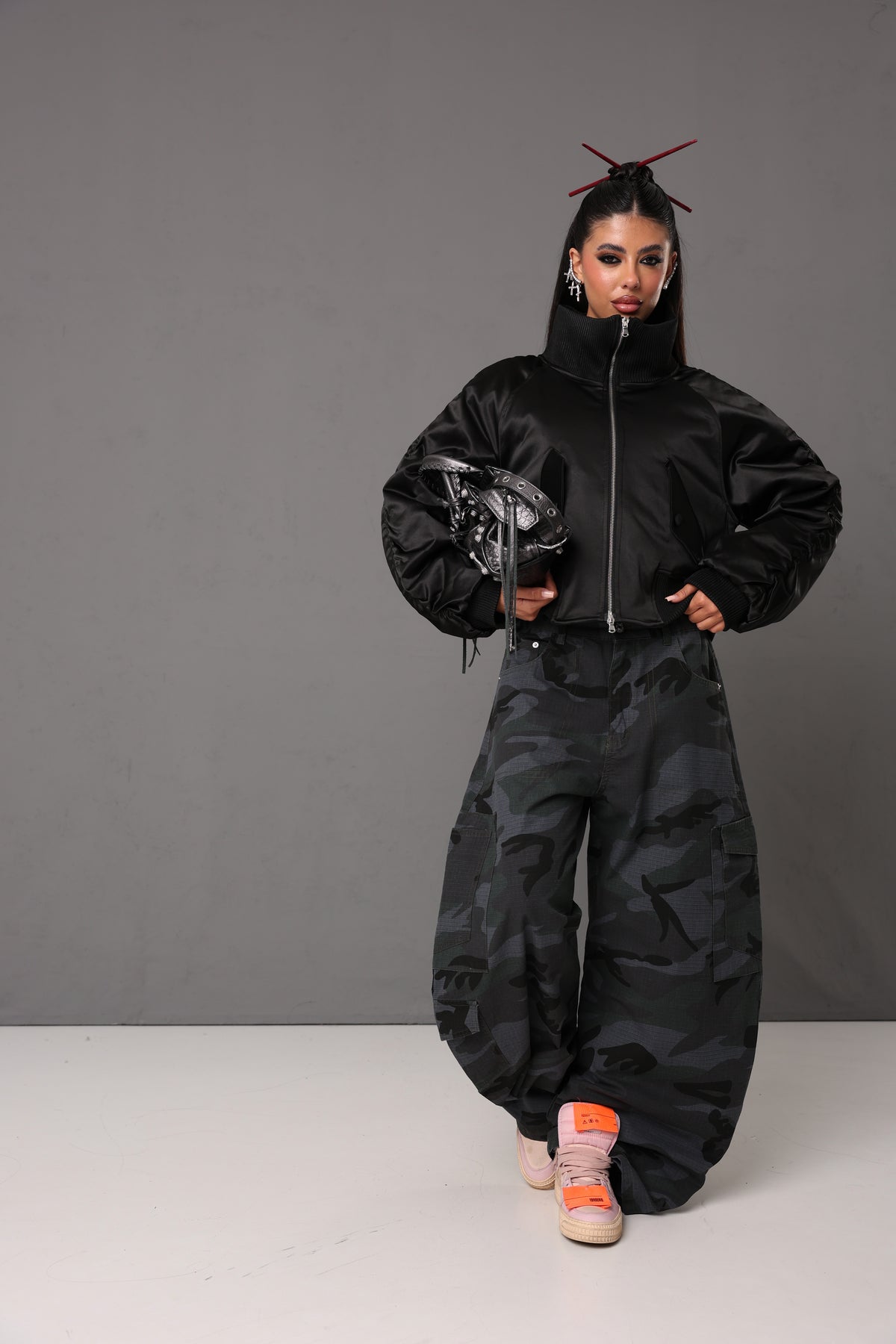 BOMBER SATINATO STEPH NERO BY LUMINA