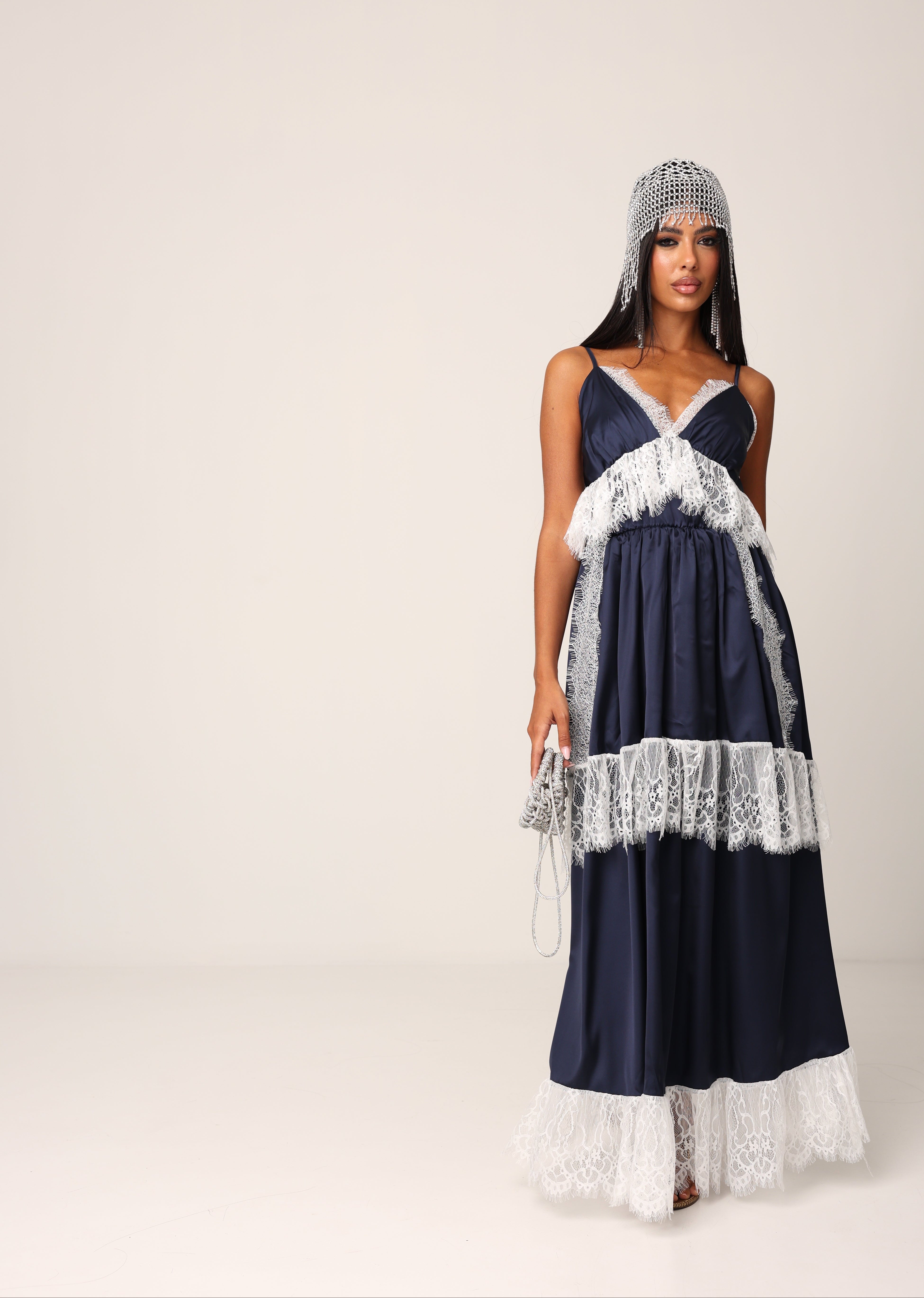 VESTITO EFFETTO RASO SPECIAL EVENING BLU
