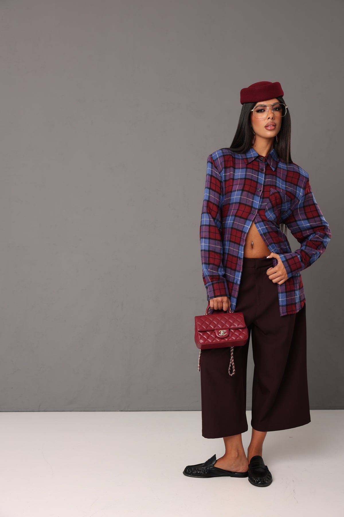 CAMICIA TARTAN ERMY BORDEAUX/BLU BY LUMINA