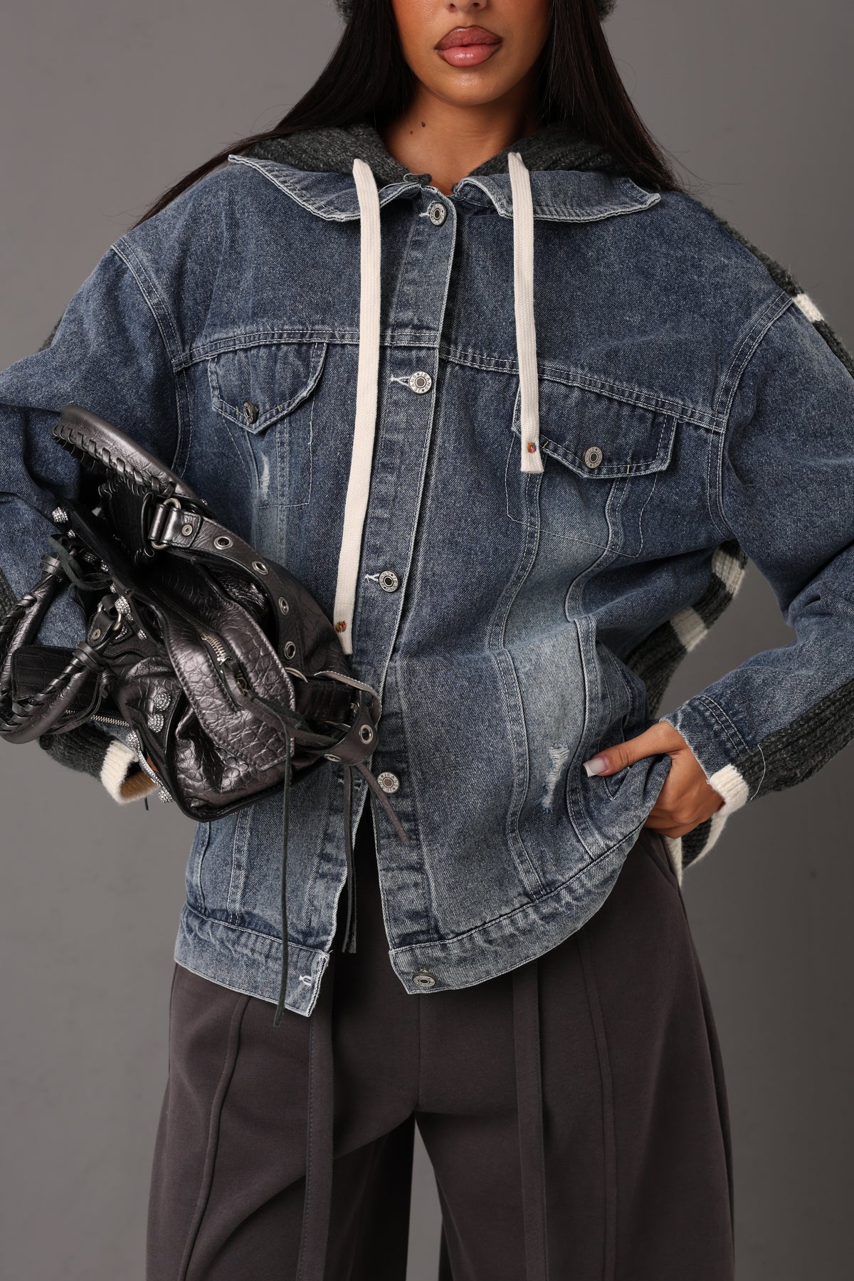 GIACCA DENIM MICHELLE GRIGIA