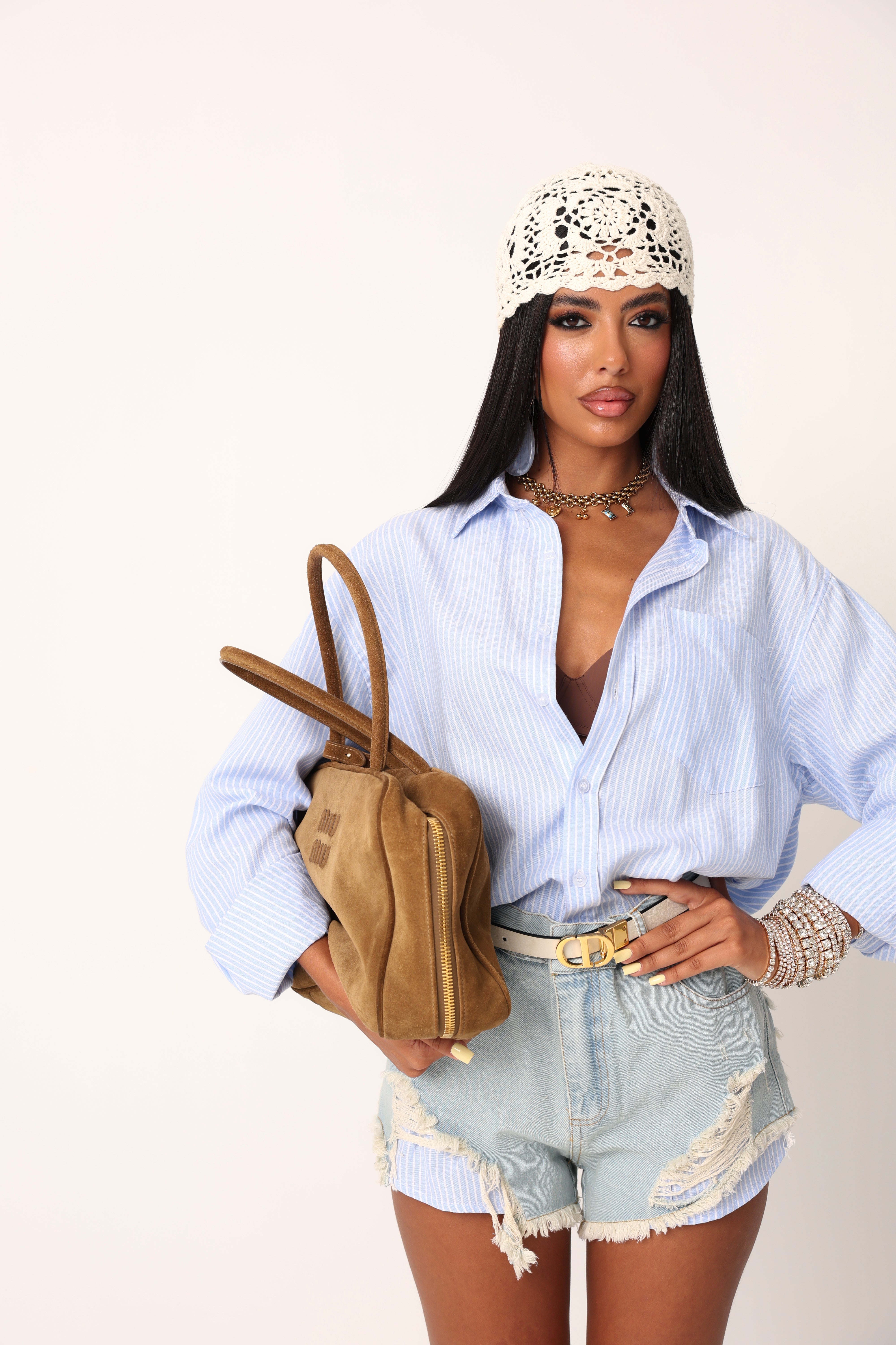TUTINA JASMINE RIGHE/DENIM CHIARO