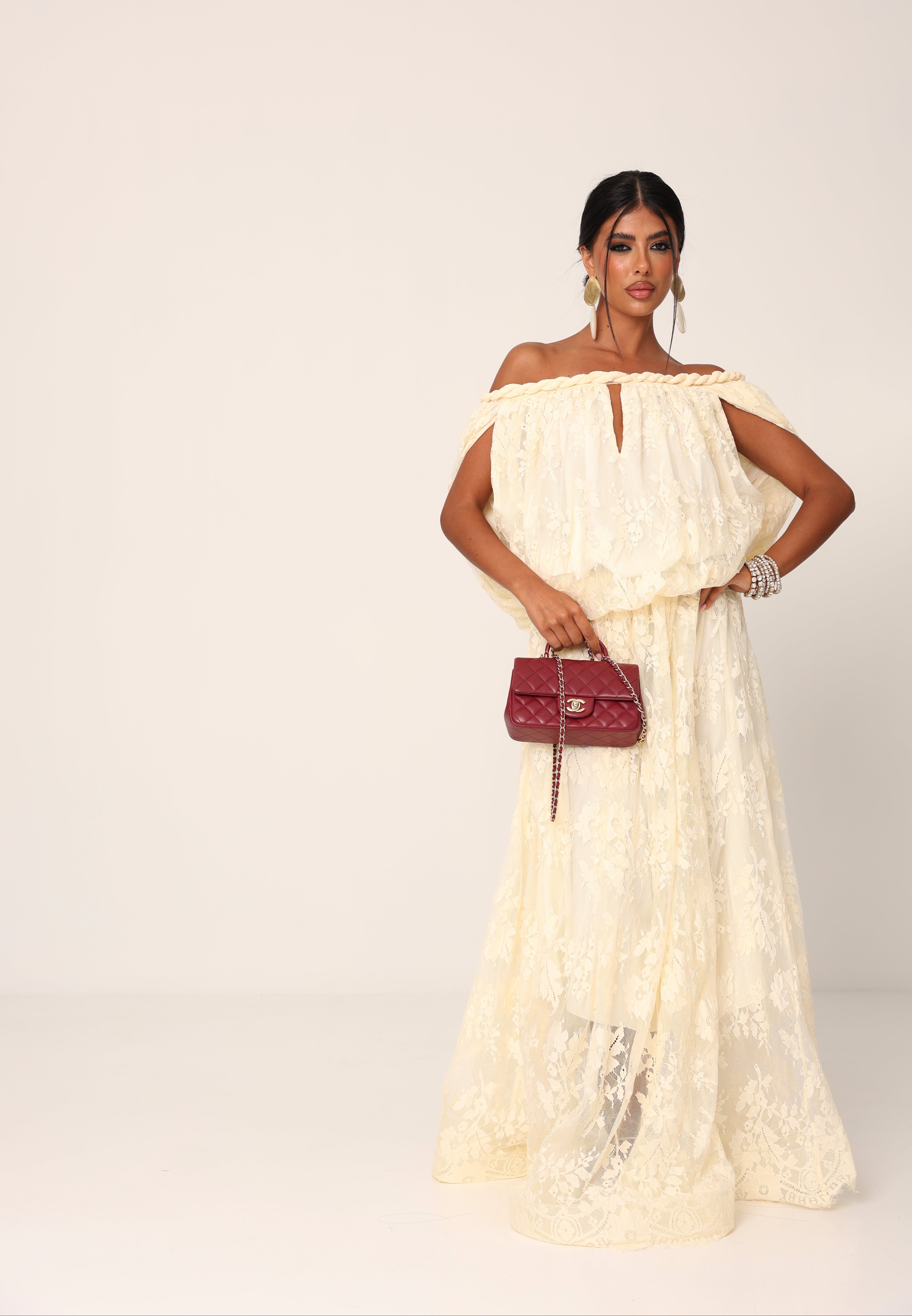 VESTITO PIZZO ATUM PANNA 100% COTONE