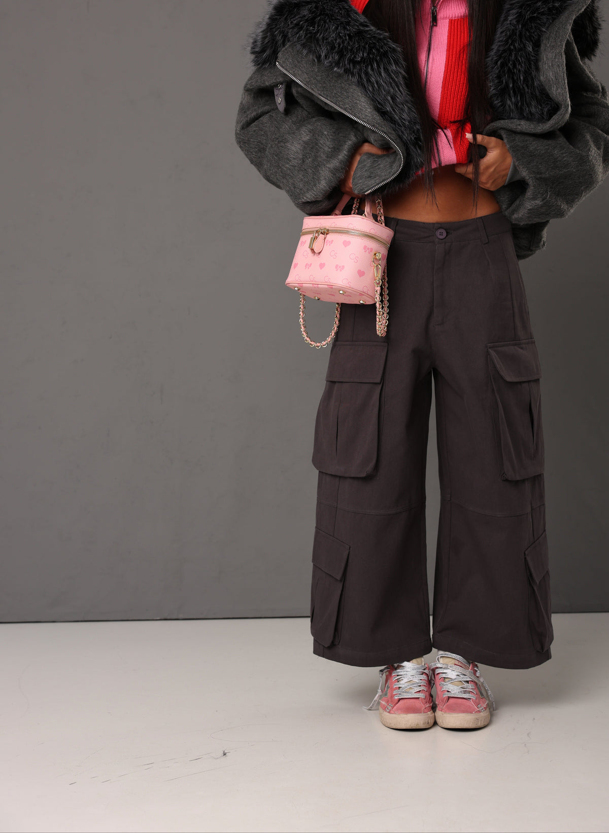 PANTALONI CARGO MULTITASCHE KATIE GRIGIO ANTRACITE