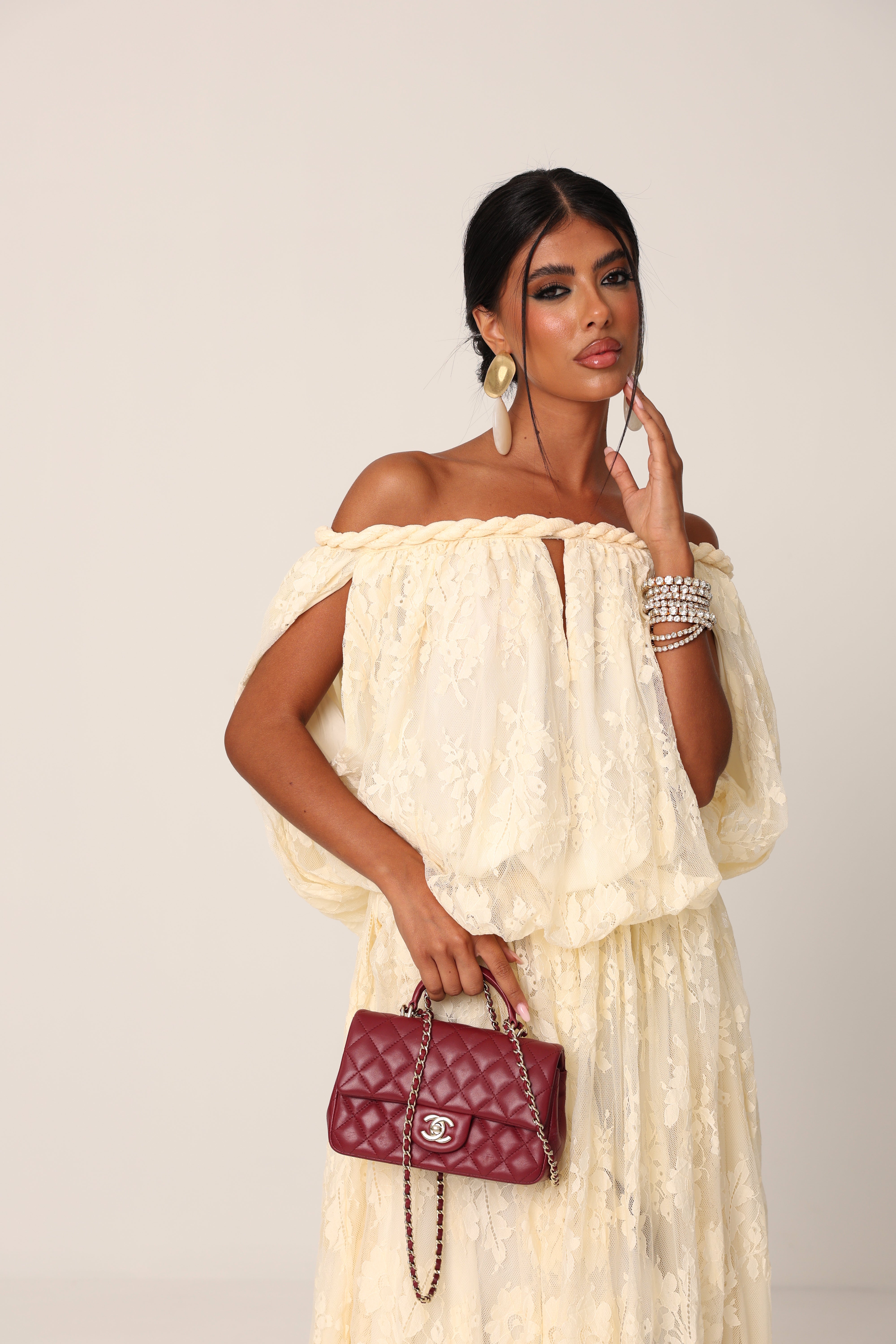 VESTITO PIZZO ATUM PANNA 100% COTONE