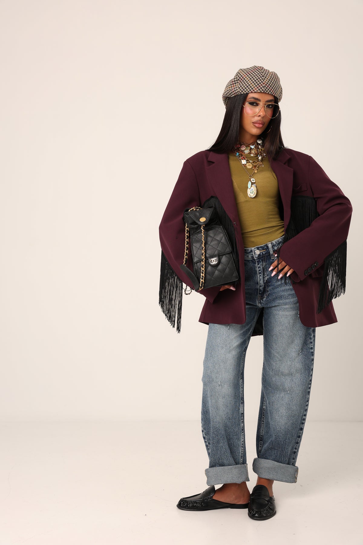 BLAZER FRANGE ELODIE BORDEAUX BY LUMINA
