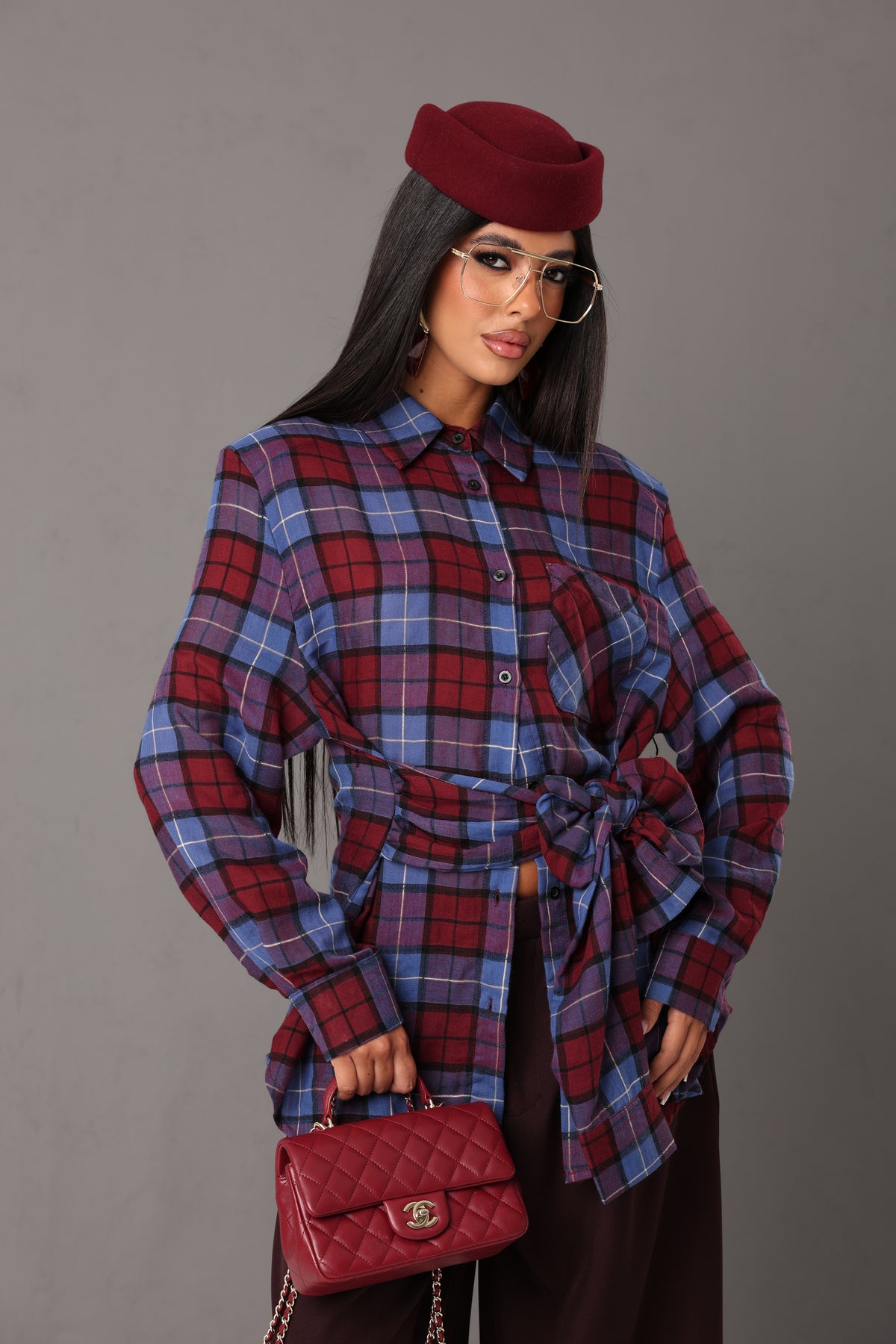 CAMICIA TARTAN ERMY BORDEAUX/BLU BY LUMINA