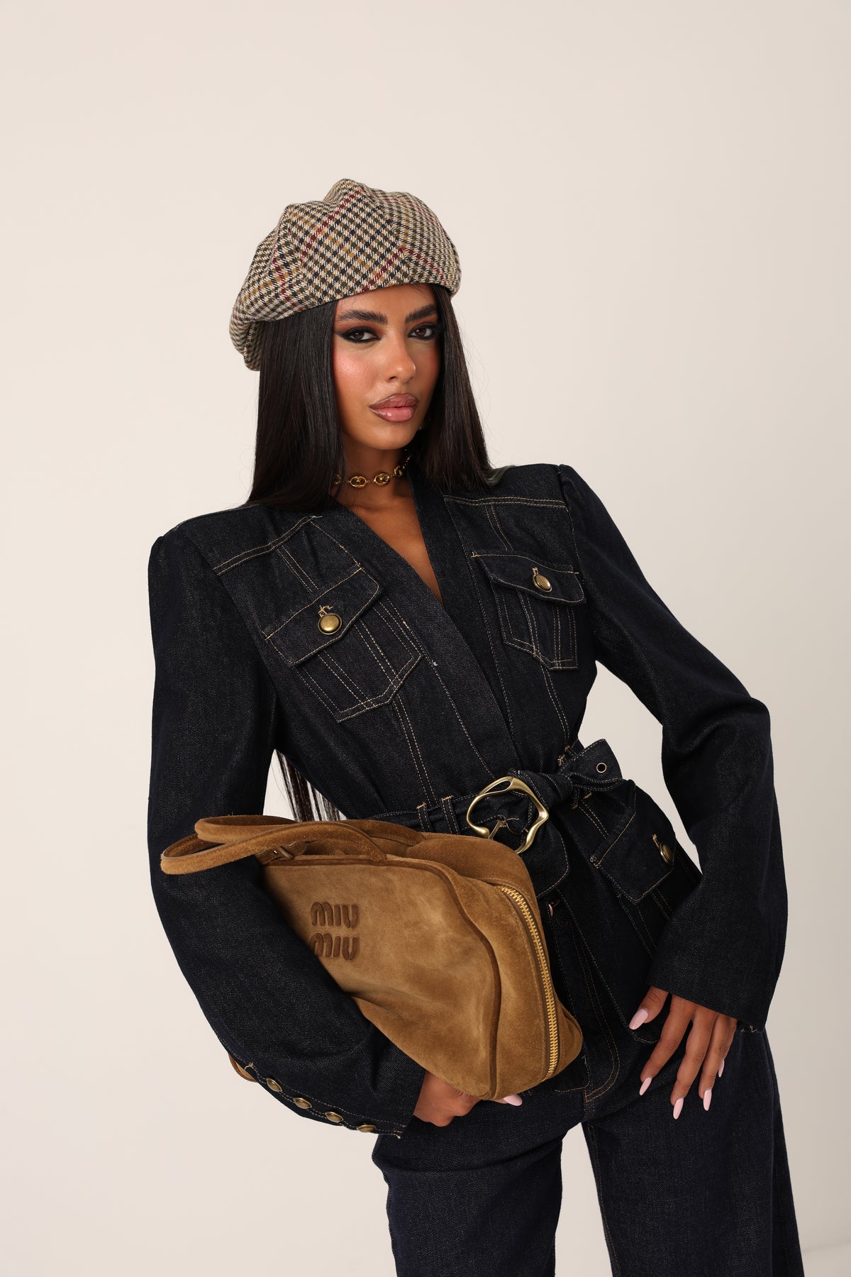 GIACCA SPALLINE IMBOTTITE EMY + CINTURA DENIM SCURO