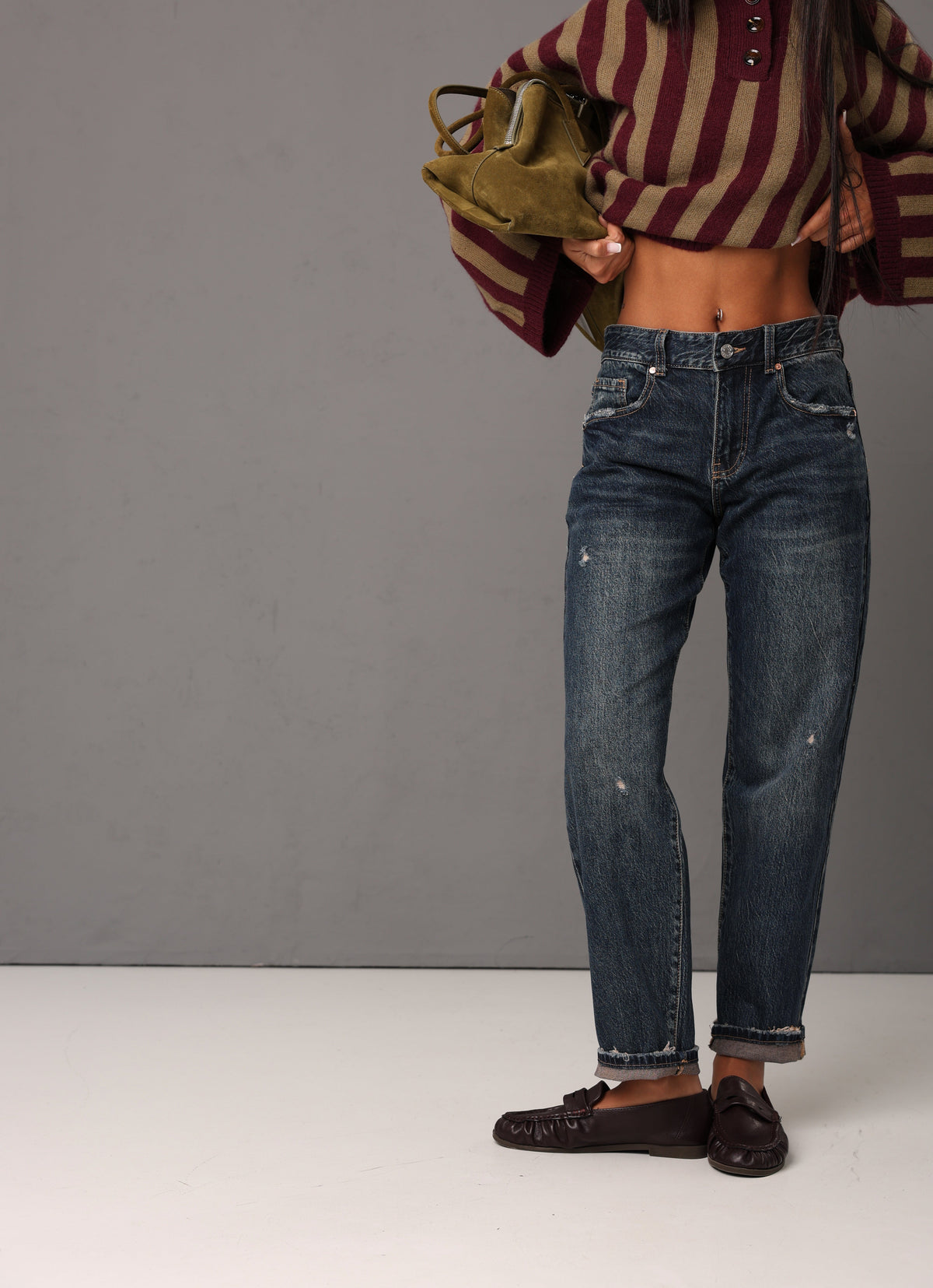 JEANS ROTTURE JASMY DENIM SCURO