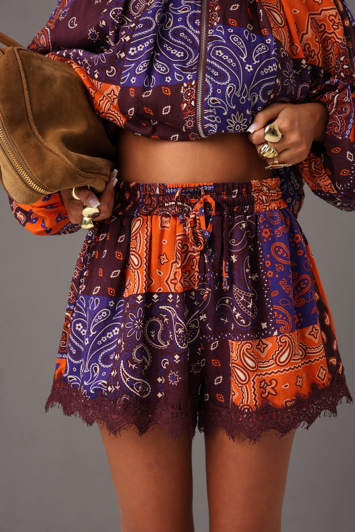 SHORTS PIZZO JOY ARANCIO/BORDEAUX BY LUMINA