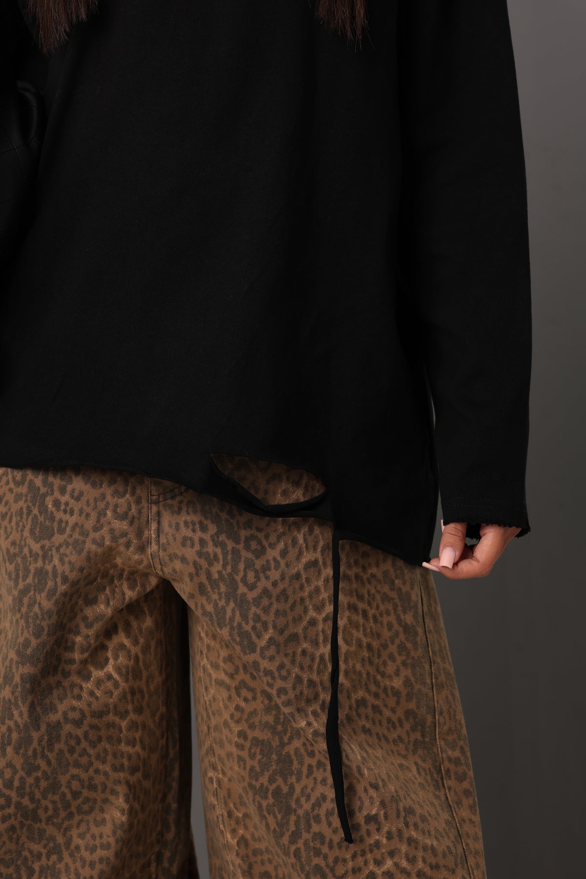 MAGLIA MANICHE LUNGHE CLARISSA NERA 100% COTONE