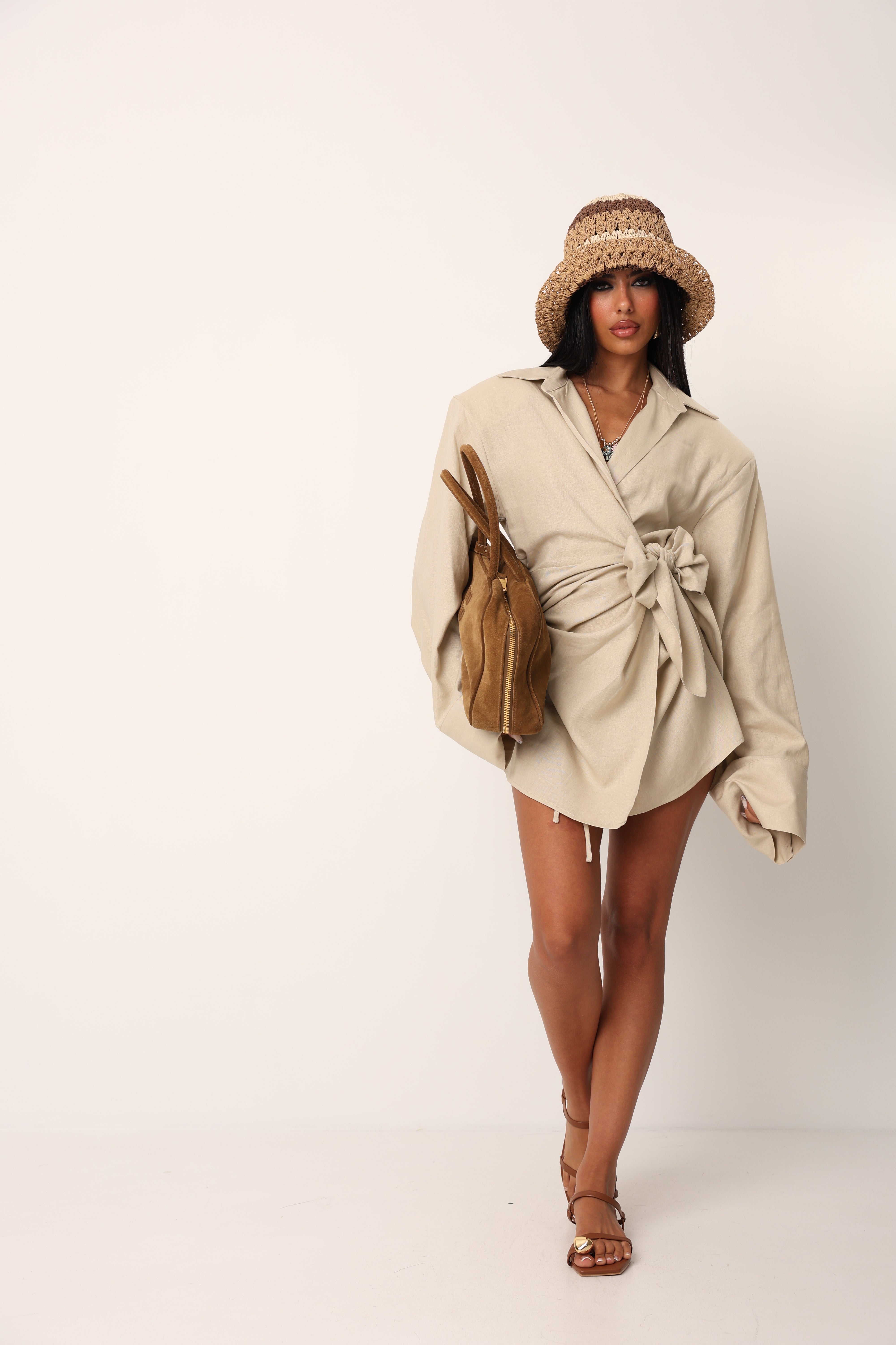 VESTITO PORTAFOGLIO ILIANA BEIGE