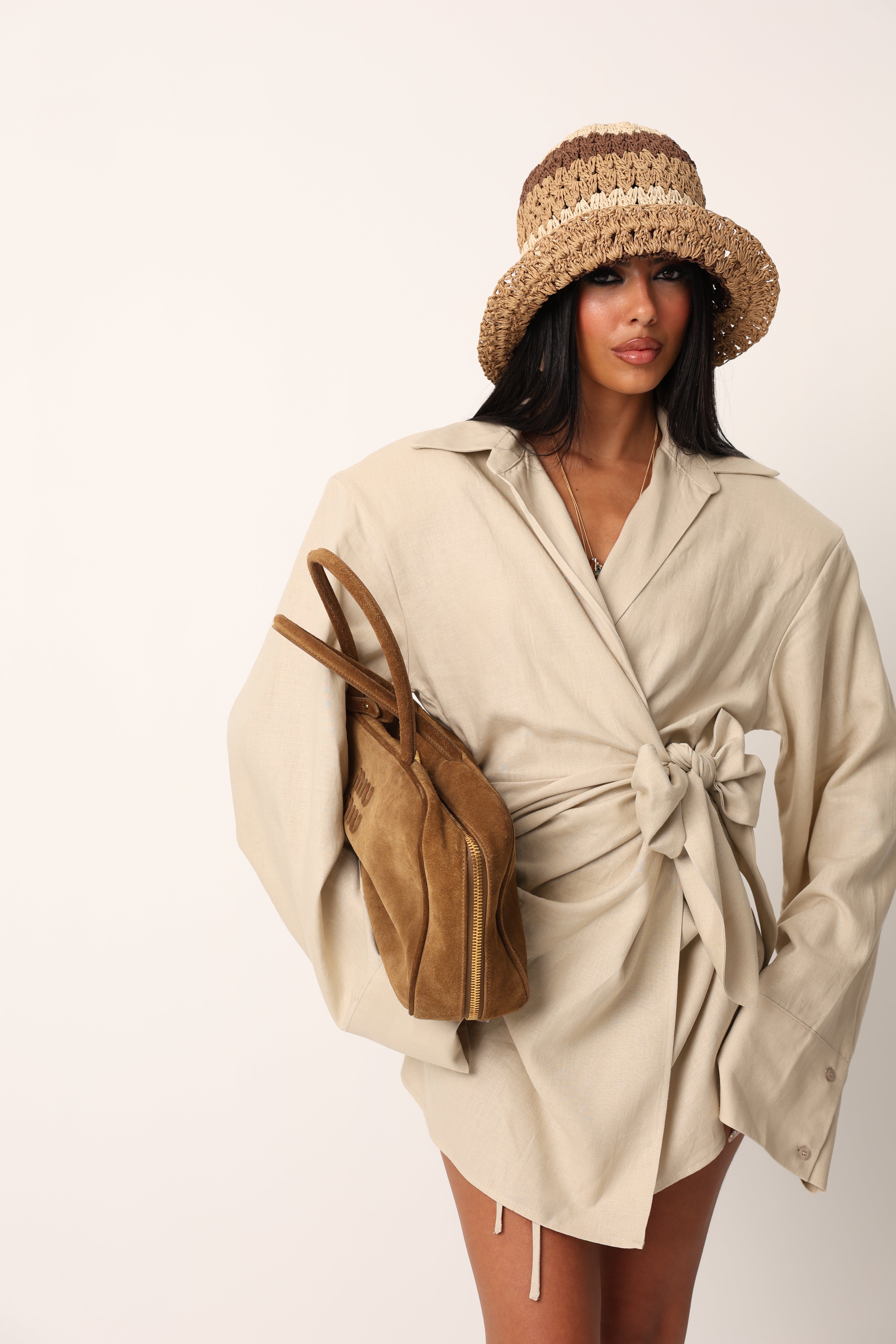 VESTITO PORTAFOGLIO ILIANA BEIGE
