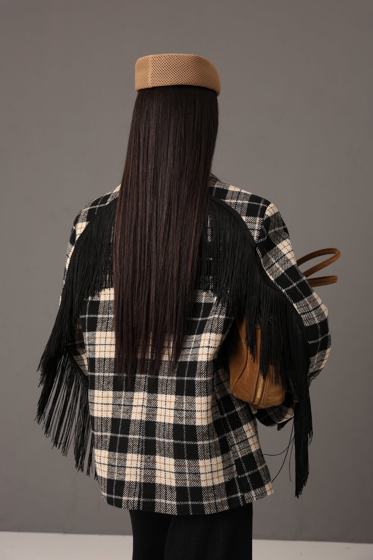 BLAZER TARTAN MAISIE NERO BY LUMINA