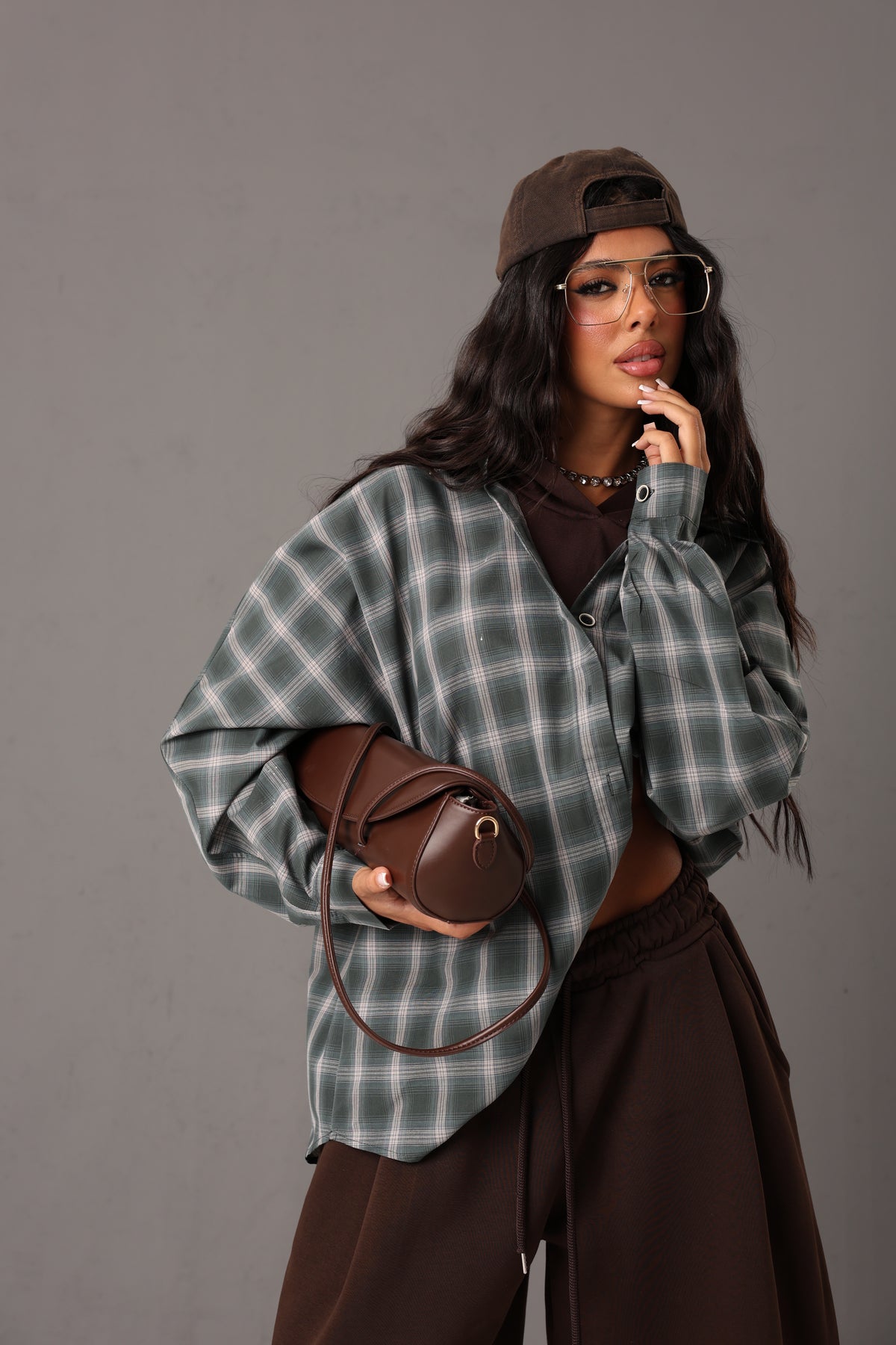 CAMICIONE TARTAN MARGY VERDE/MARRONE