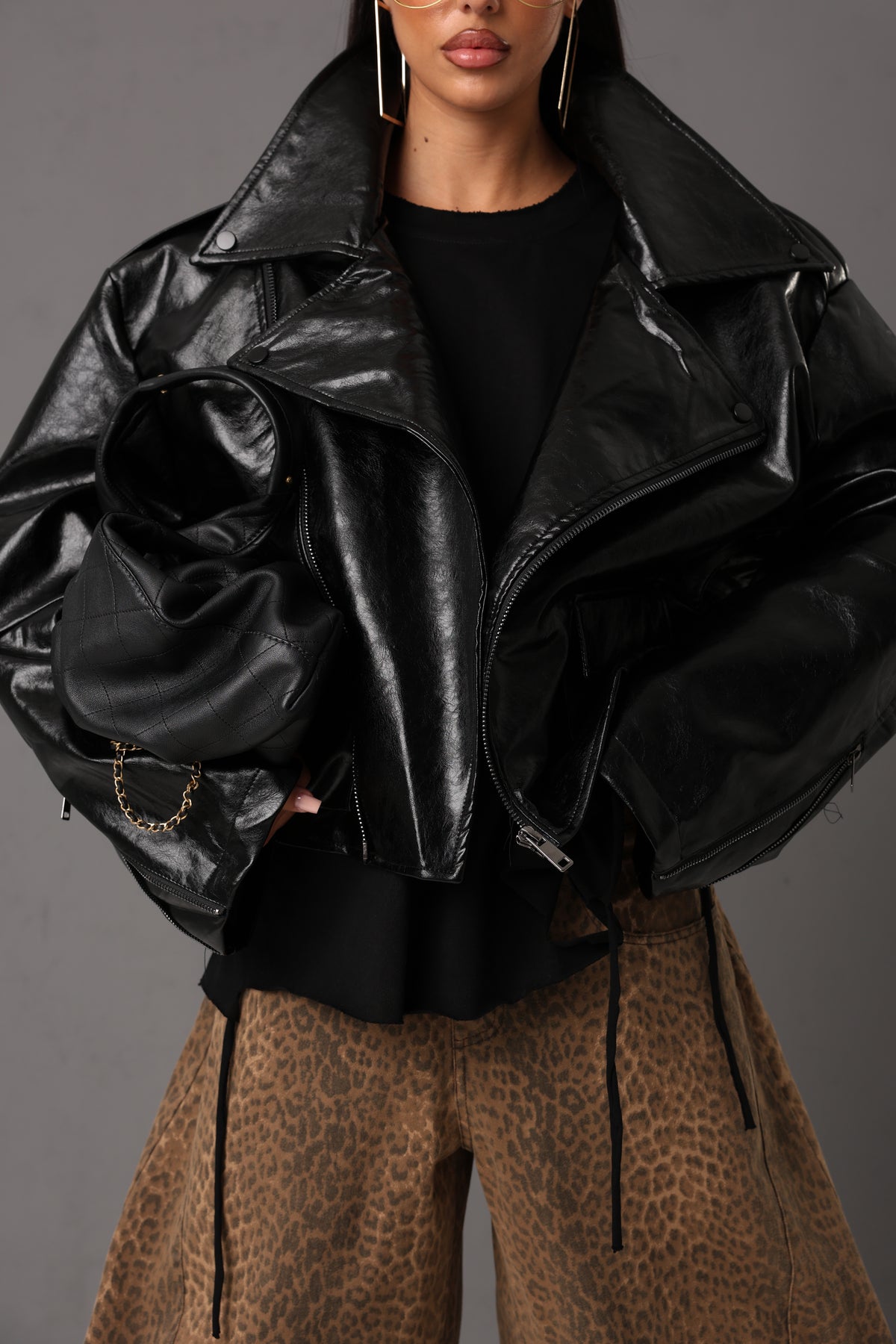 CHIODO ECOPELLE TRACY + CINTURA NERO