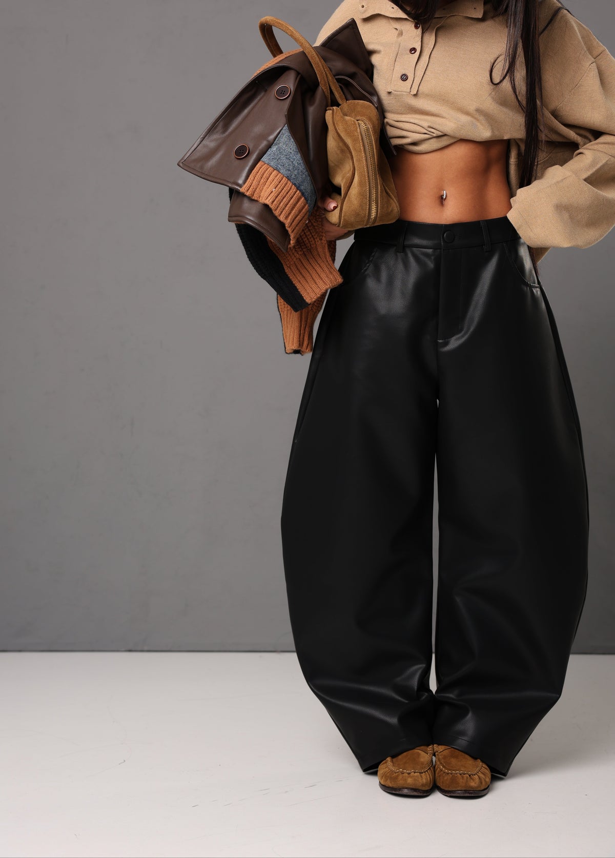 PANTALONI BALLOON ECOPELLE VIKKI NERI