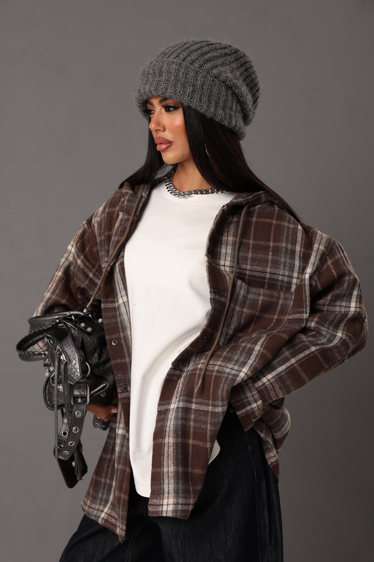 CAMICIA CAPPUCCIO TARTAN CHRISTY MARRONE