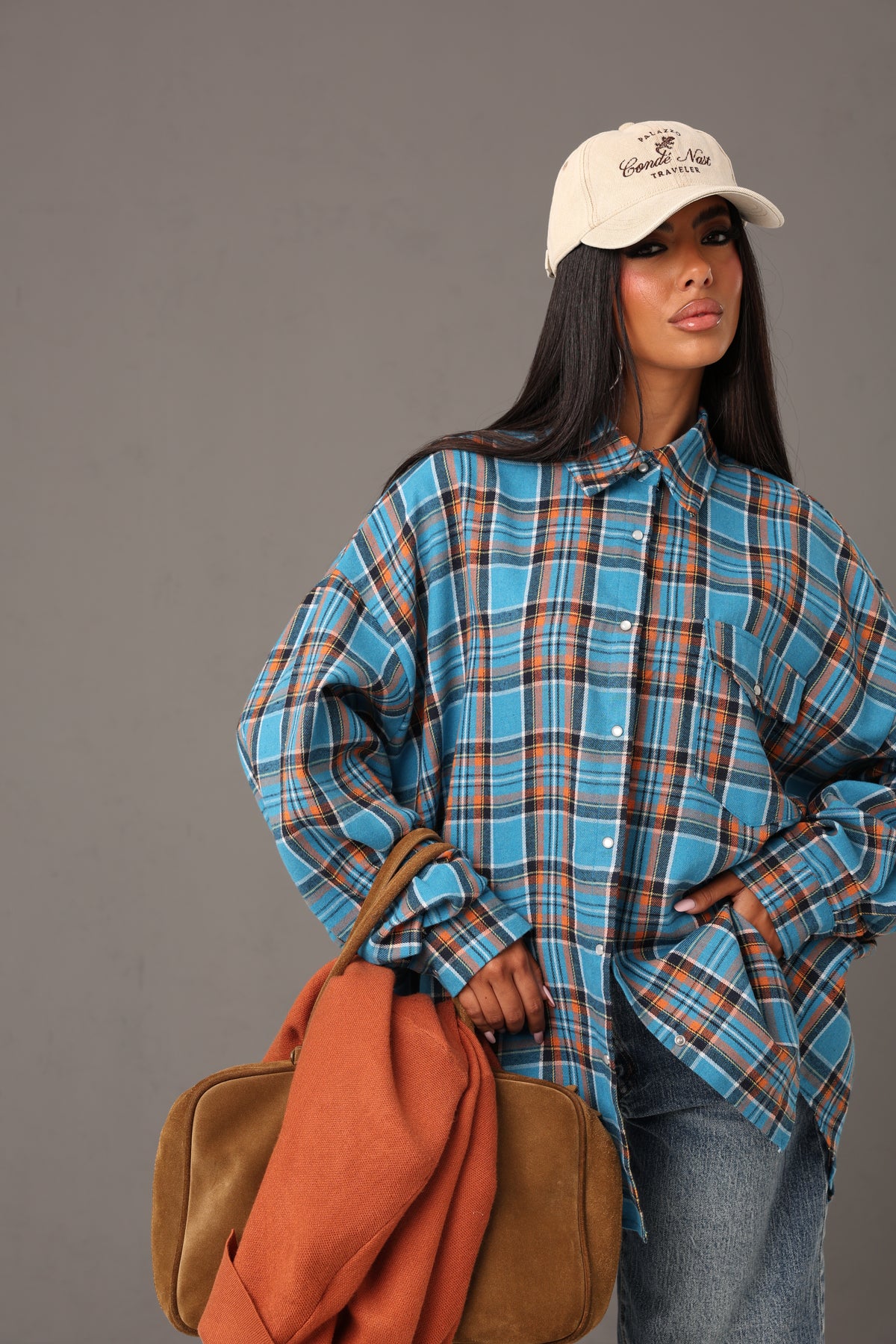 CAMICIA TARTAN BUCAREST AZZURRA/ARANCIO