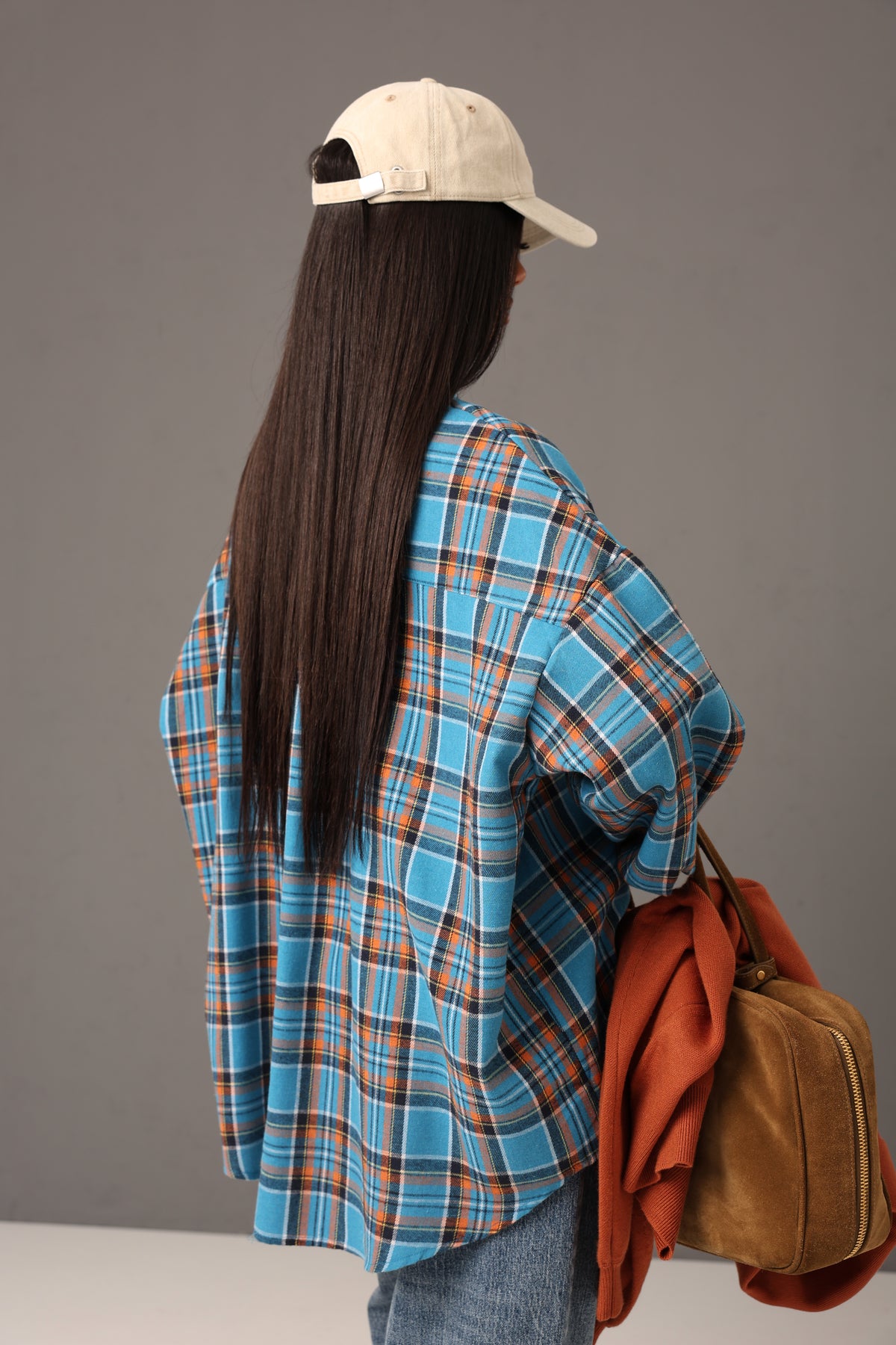 CAMICIA TARTAN BUCAREST AZZURRA/ARANCIO