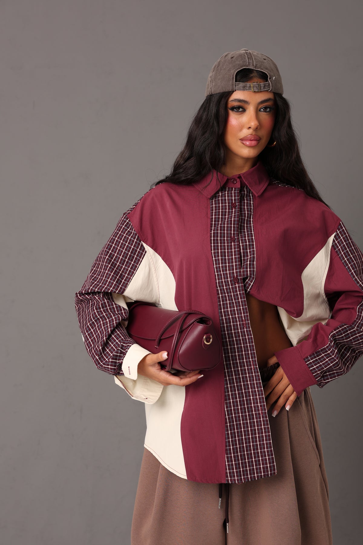 CAMICIA QUADRETTI YVREA BORDEAUX/CREMA