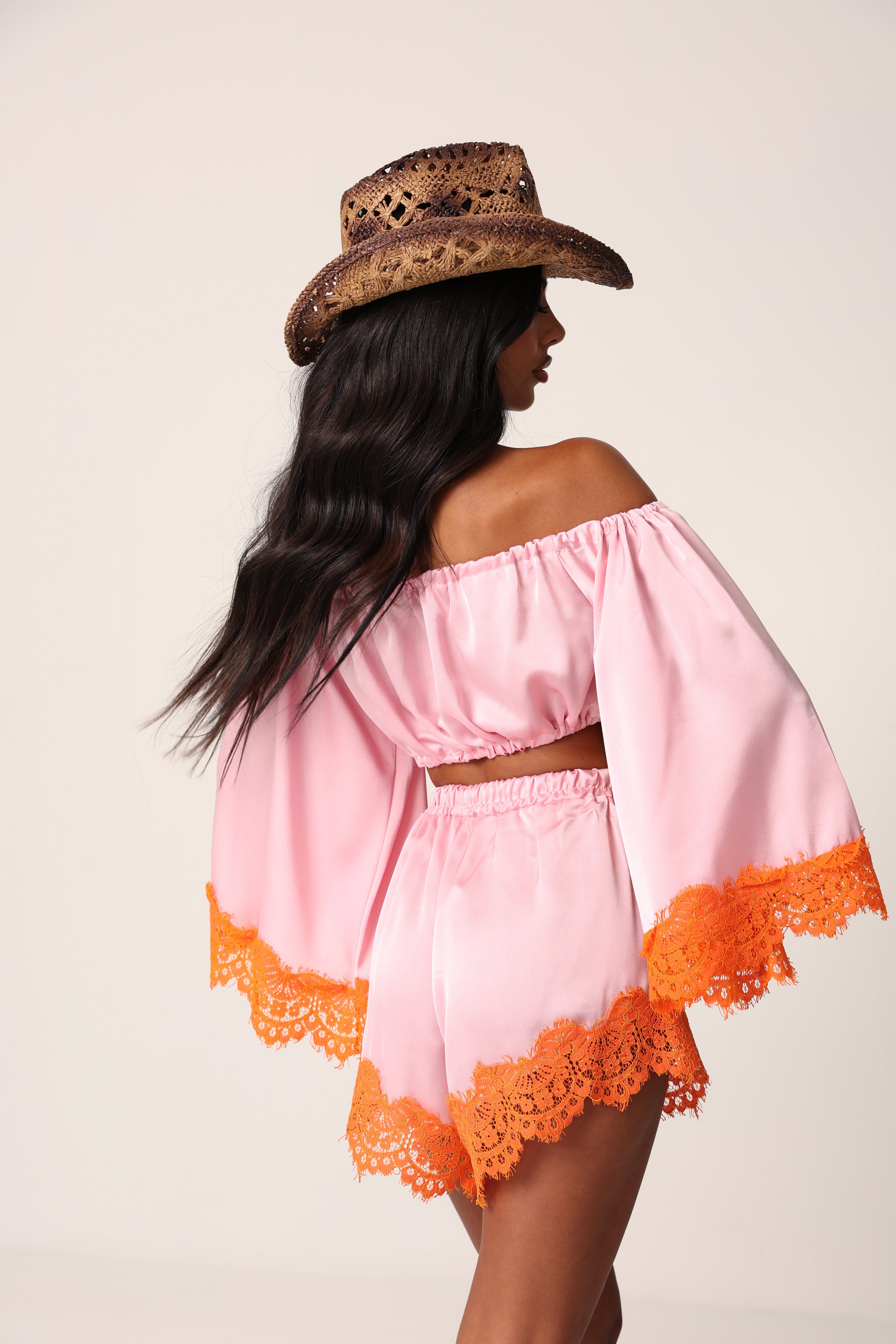 COORDINATO PIZZO DAKOTA ROSA/ARANCIO