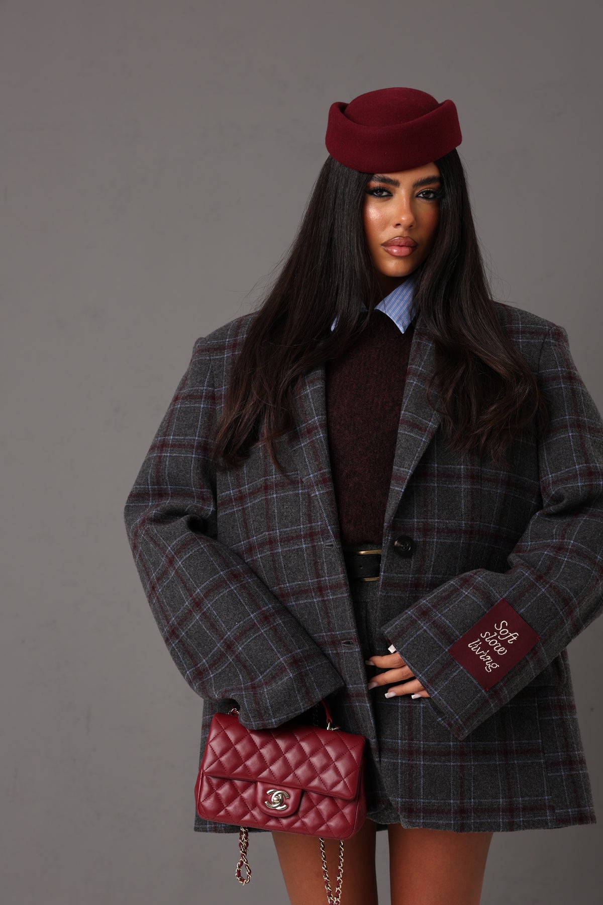 BLAZER QUADRI SOFT,SLOW,LIVING GRIGIA BY LUMINA
