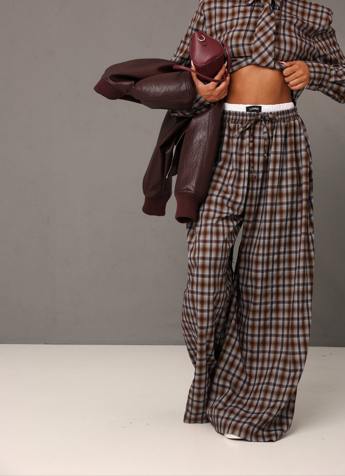 PANTALONI TARTAN ADA MARRONE BY LUMINA