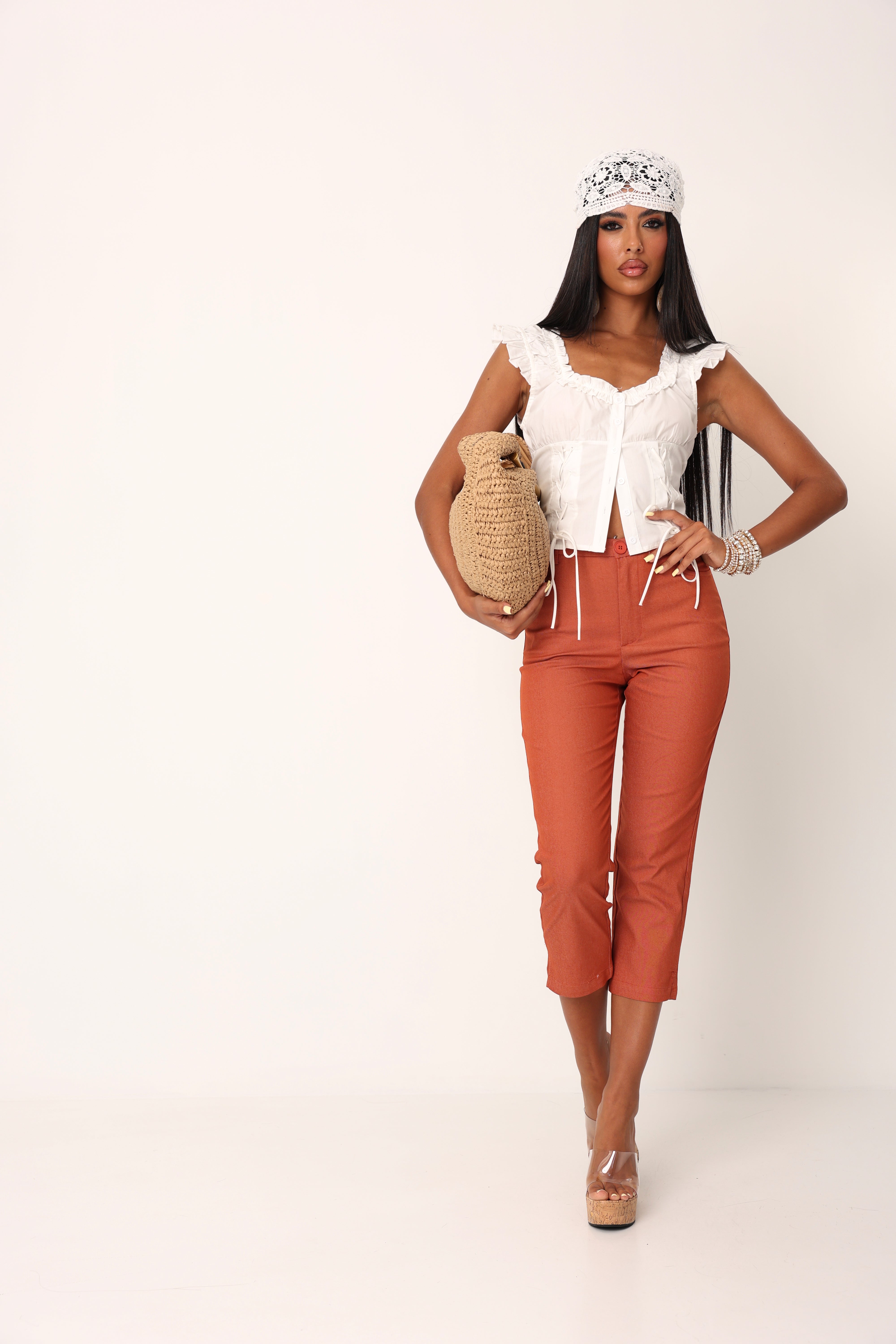 PANTALONI CAPRI NYLA RUGGINE
