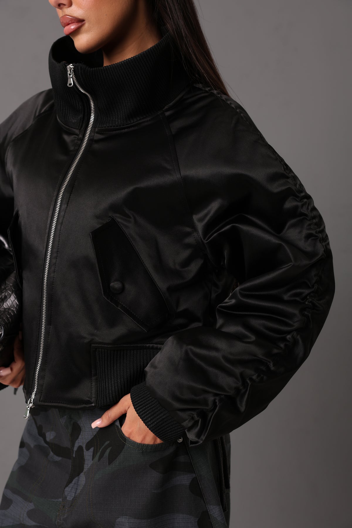 BOMBER SATINATO STEPH NERO BY LUMINA