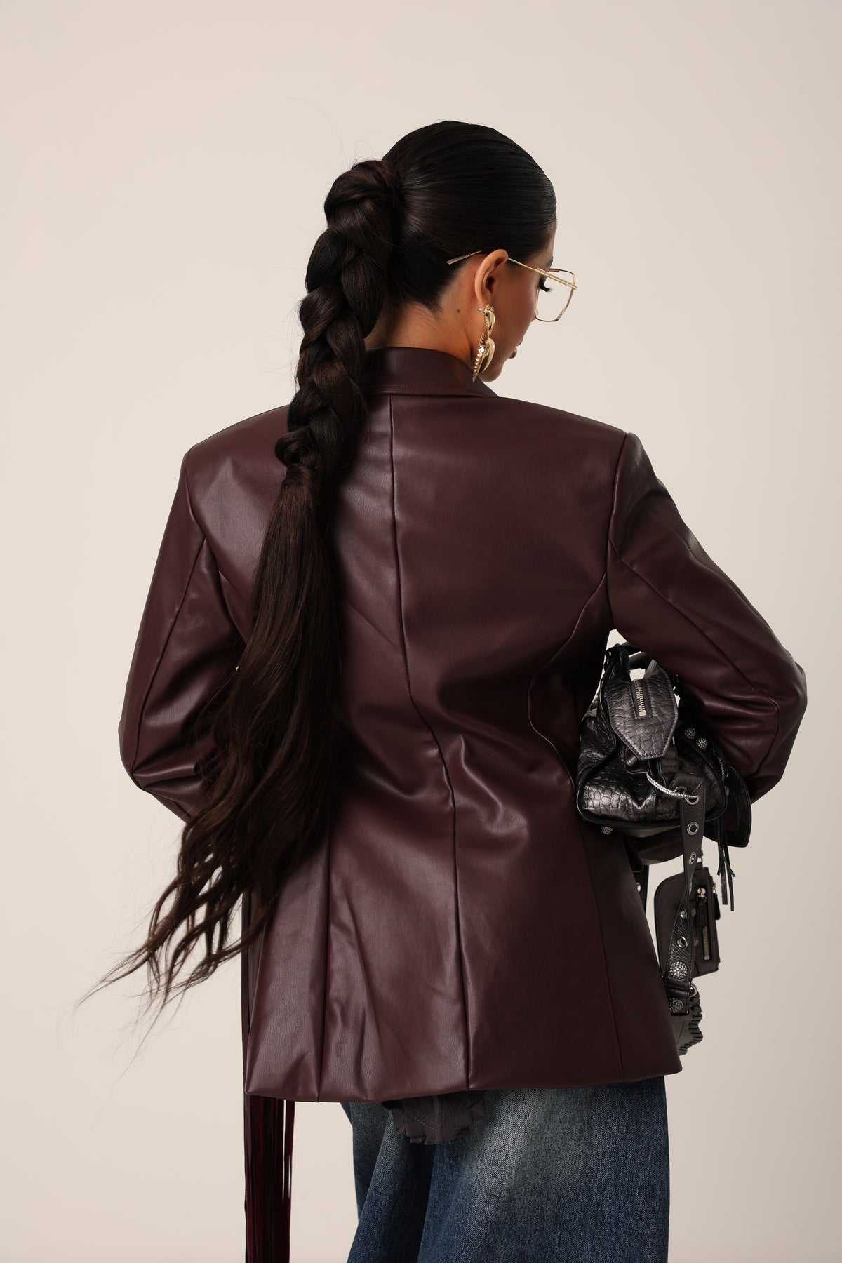 BLAZER ECOPELLE FRANGE HANNIE BORDEAUX BY LUMINA